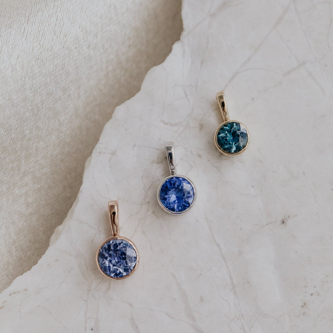 Build Your Own .40 ct Round Blue Sri Lanka Sapphire Charm Necklace