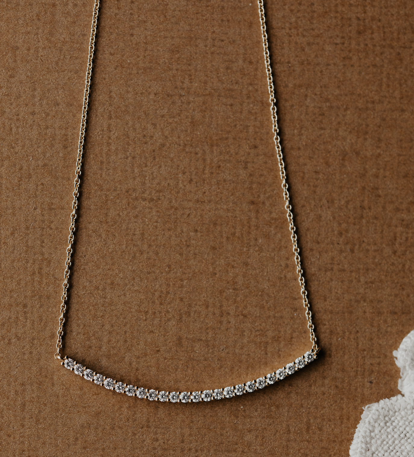 Curved Pave Diamond Bar Necklace