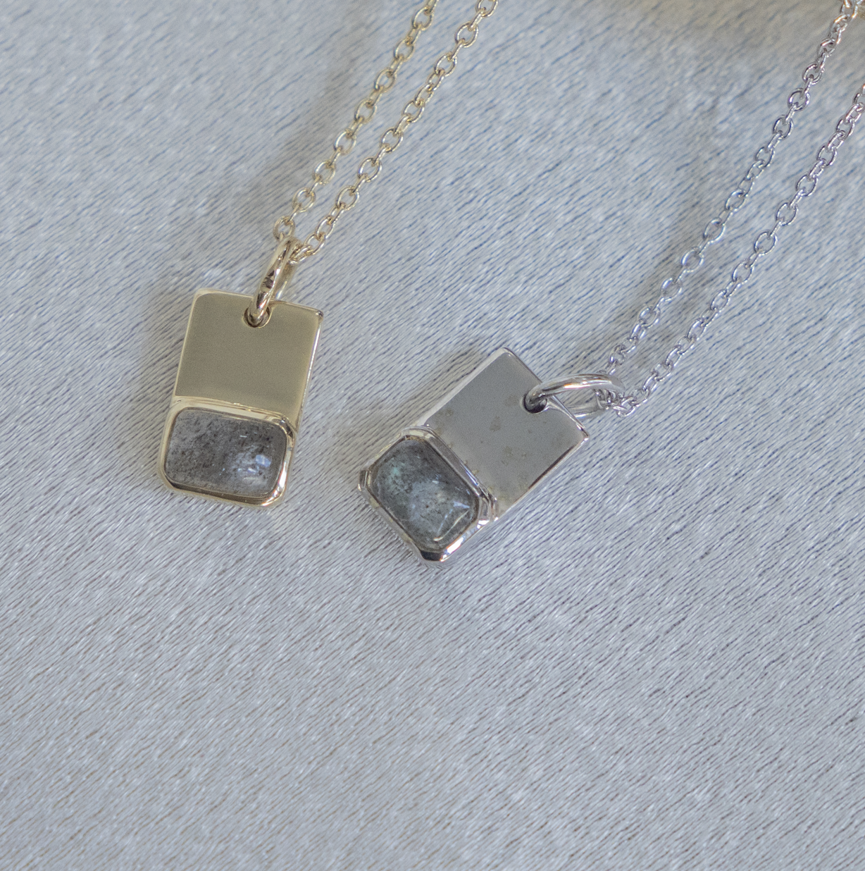 Emerald Cut Labradorite and Gold Necklace