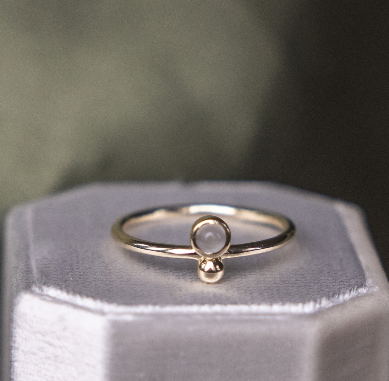 Chalcedony and Metal Ball Ring