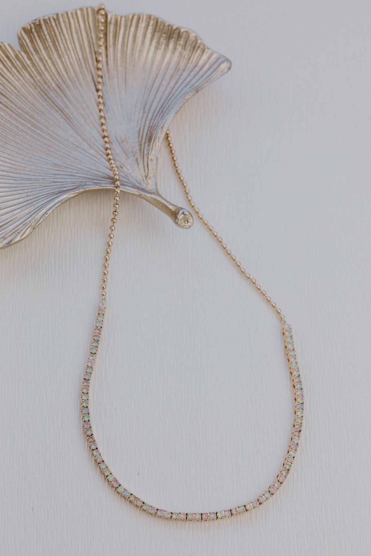 Opal on Beaded Chain Necklace