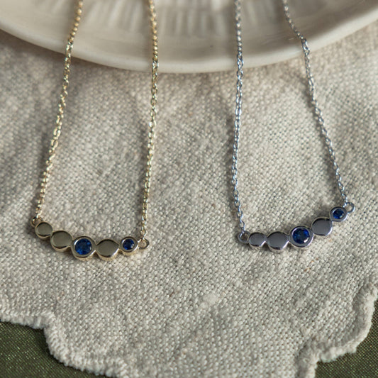 Curved Bar with Two Sapphire Necklace