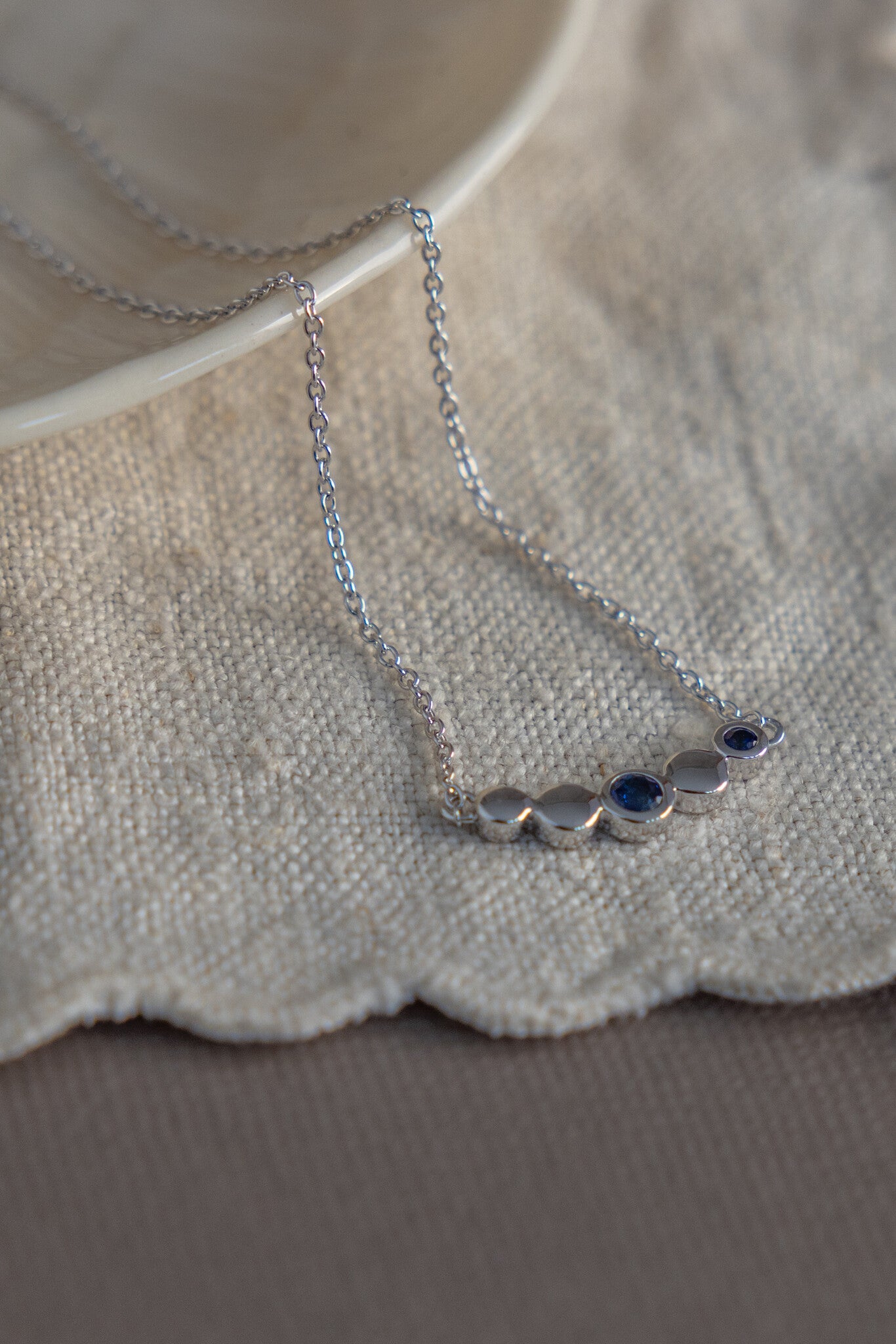 Curved Bar with Two Sapphire Necklace