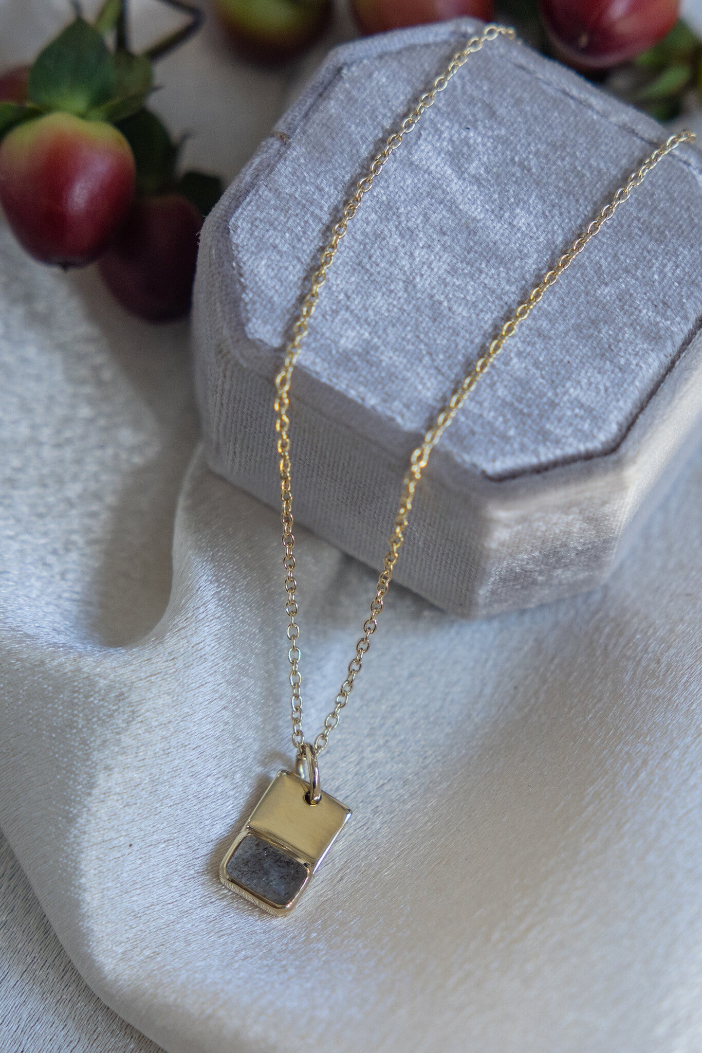 Emerald Cut Labradorite and Gold Necklace