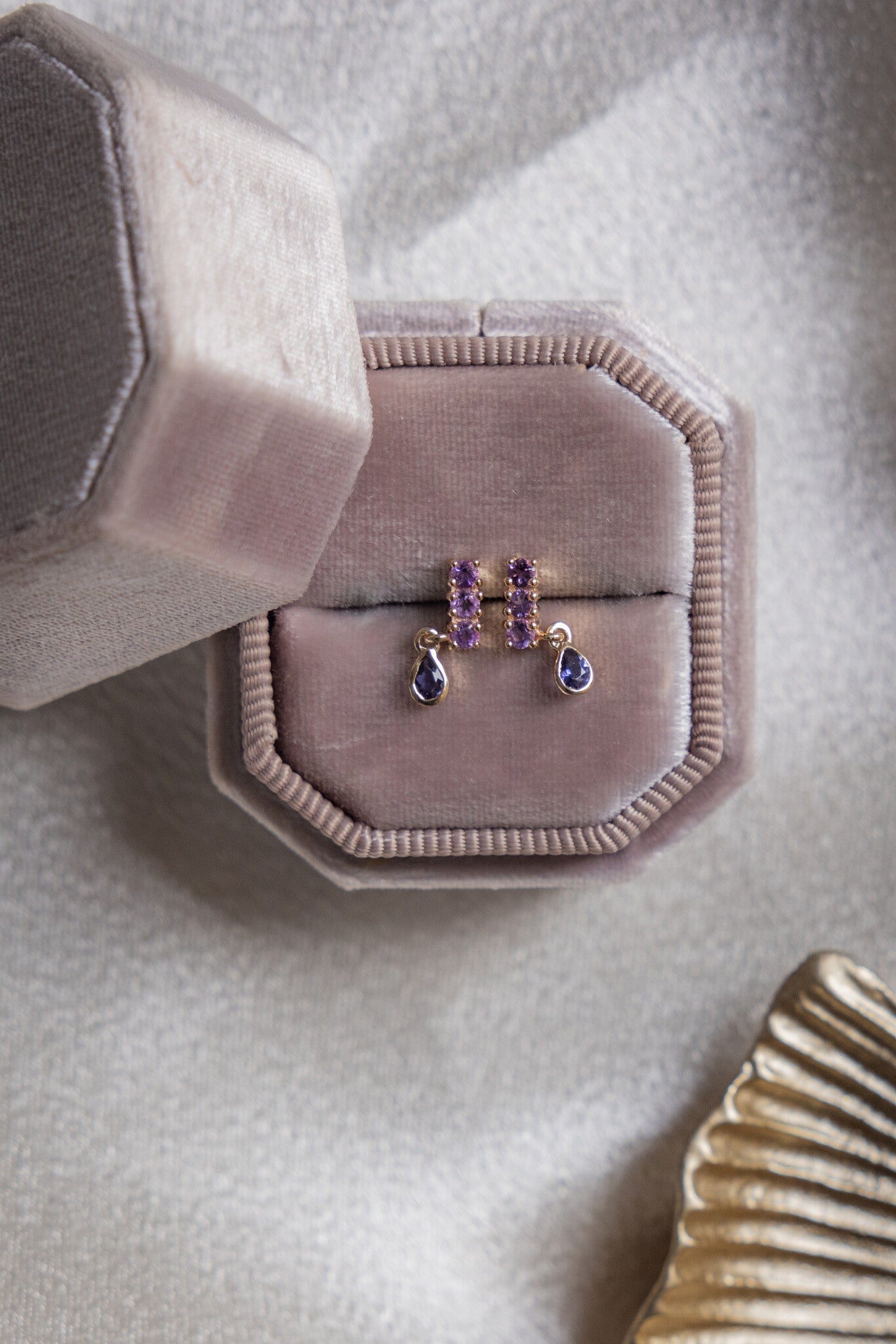 Amethyst Bar with Pear Dangle Earrings