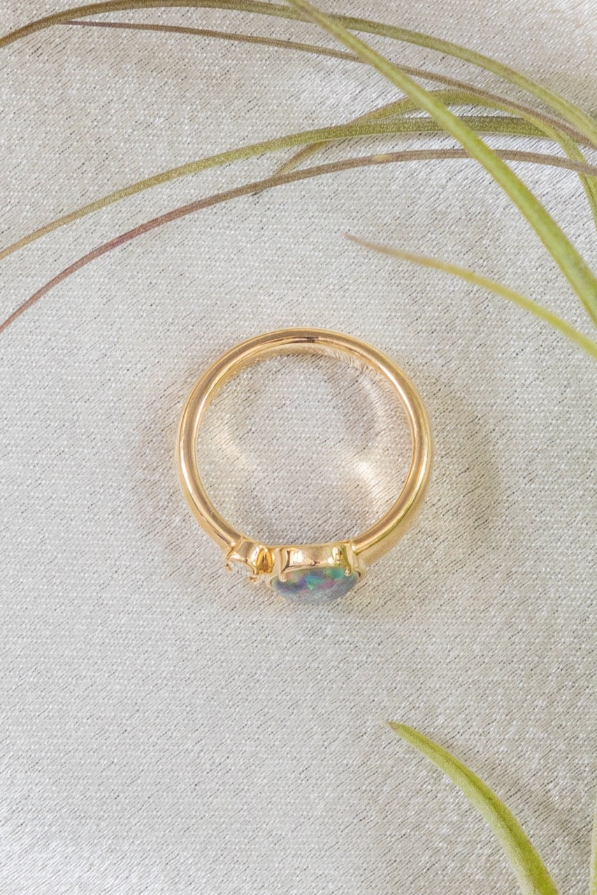 Australian Opal Triplet with Diamond Ring