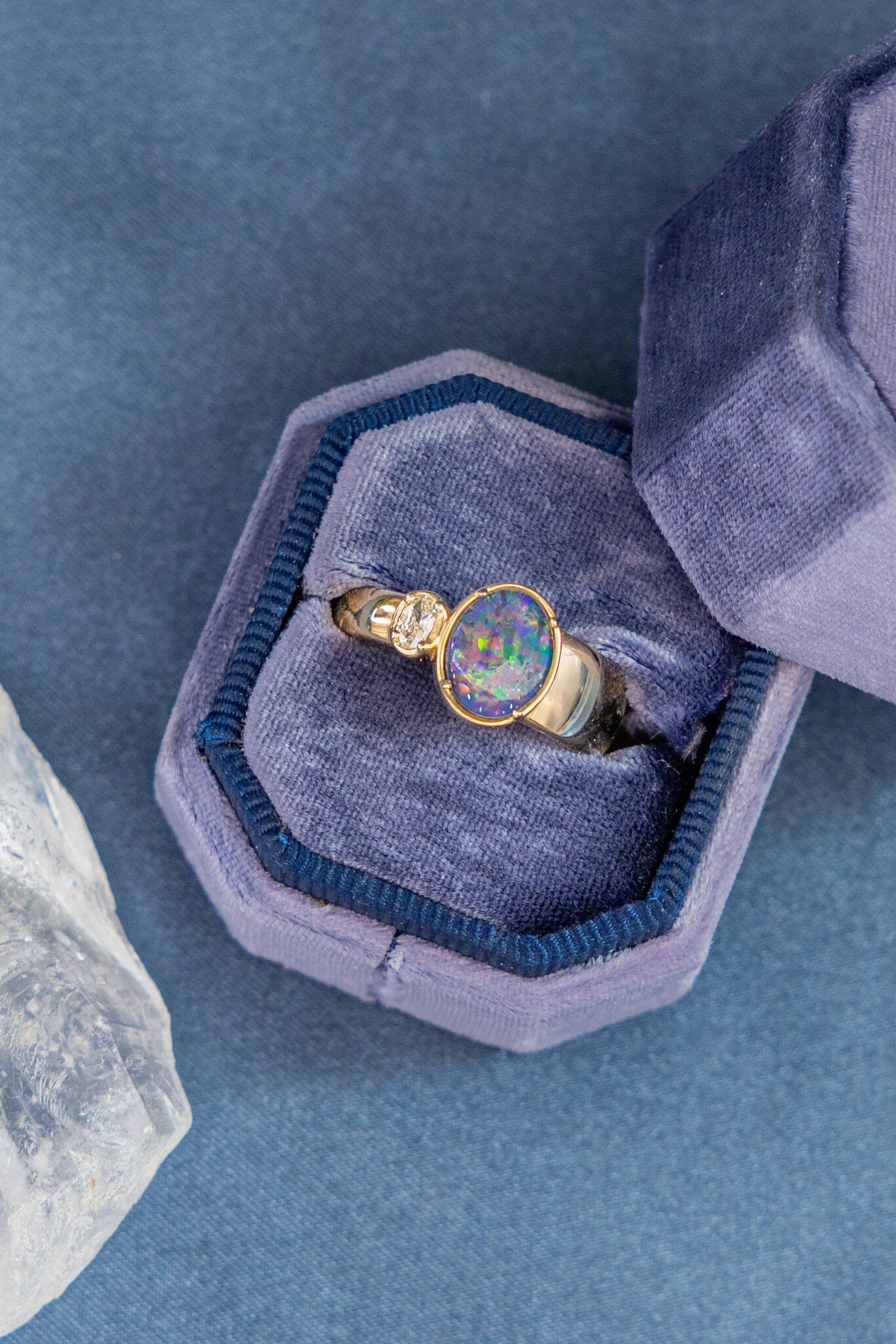 Australian Opal Triplet with Diamond Ring