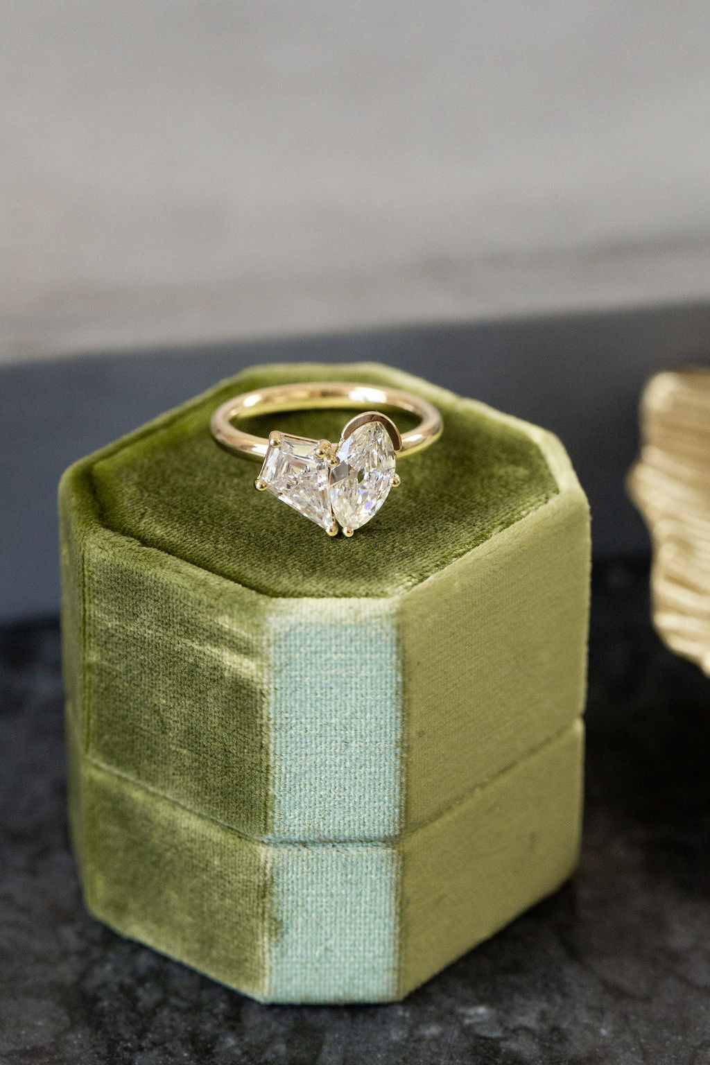 The Toi et Moi 1.00 ct Moval and 1.00 ct Kite Diamond Ring