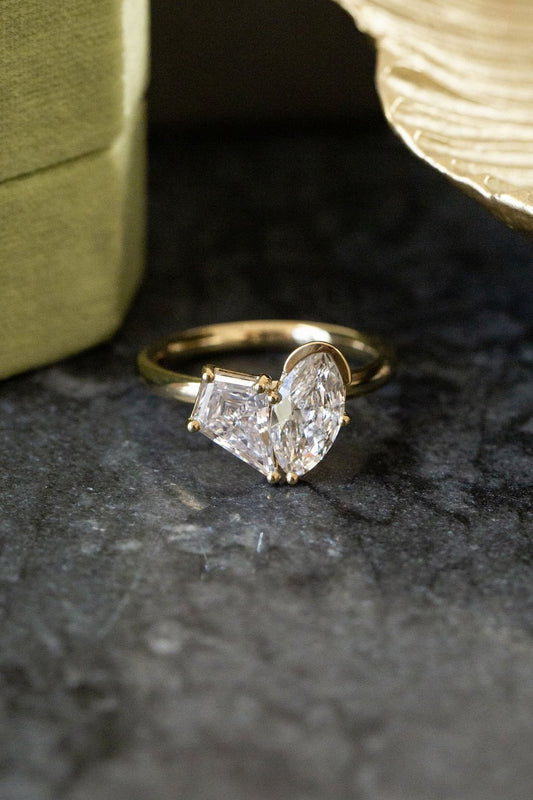 The Toi et Moi 1.00 ct Moval and 1.00 ct Kite Diamond Ring