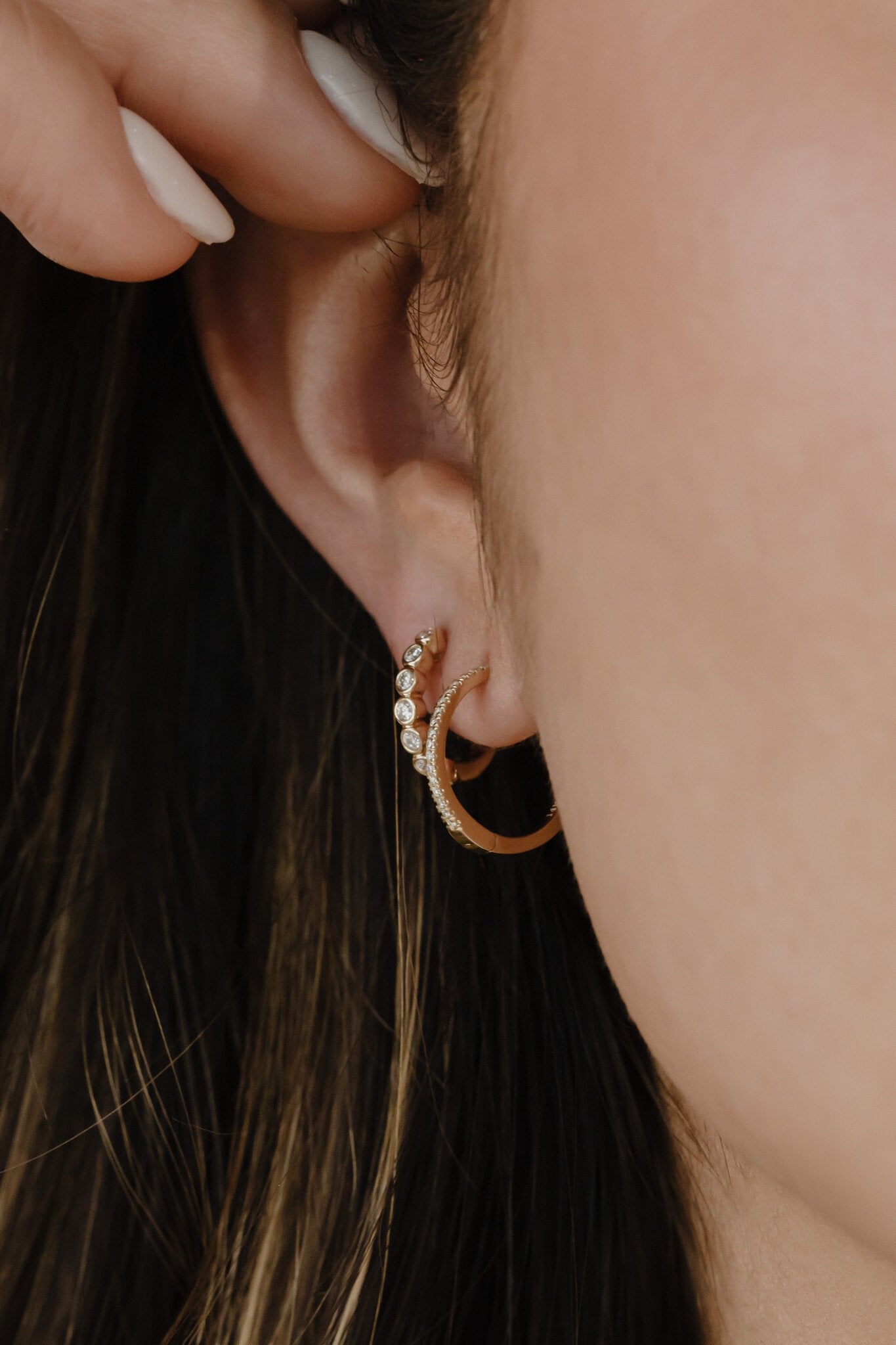 Bezel Huggie Earrings