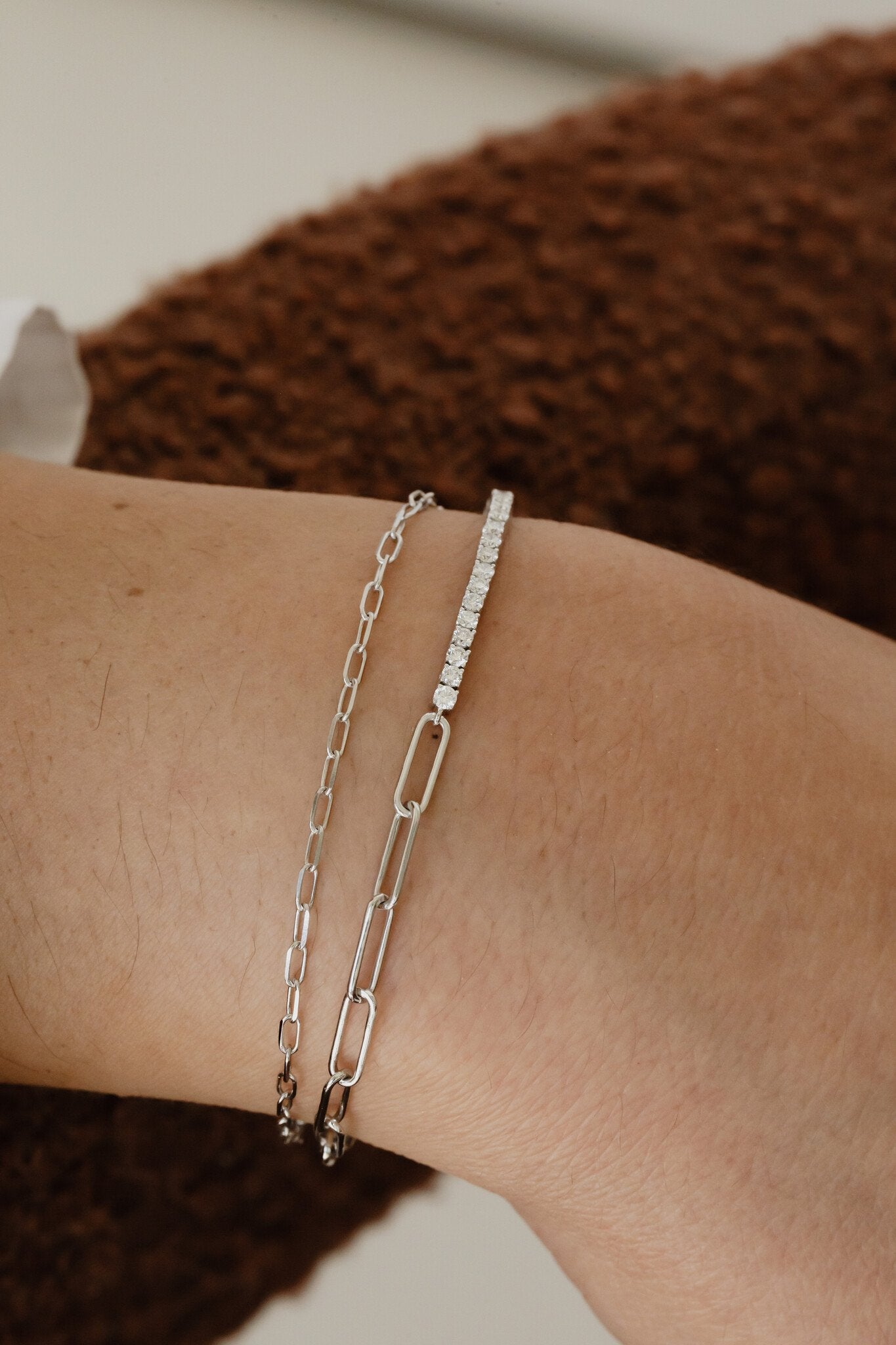 Paper Clip Chain & Diamond Bracelet