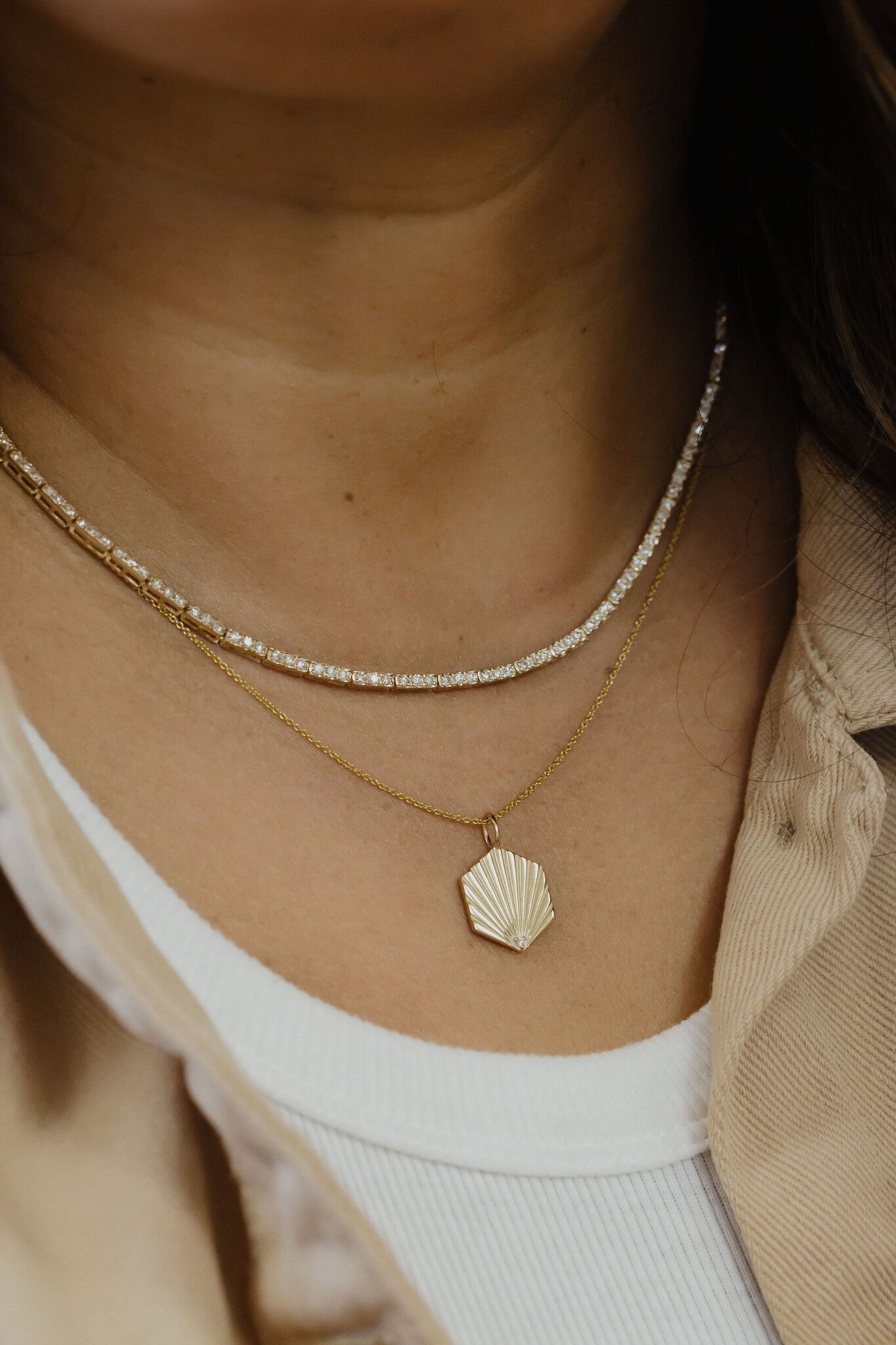 Pave Diamond Bar Tennis Necklace