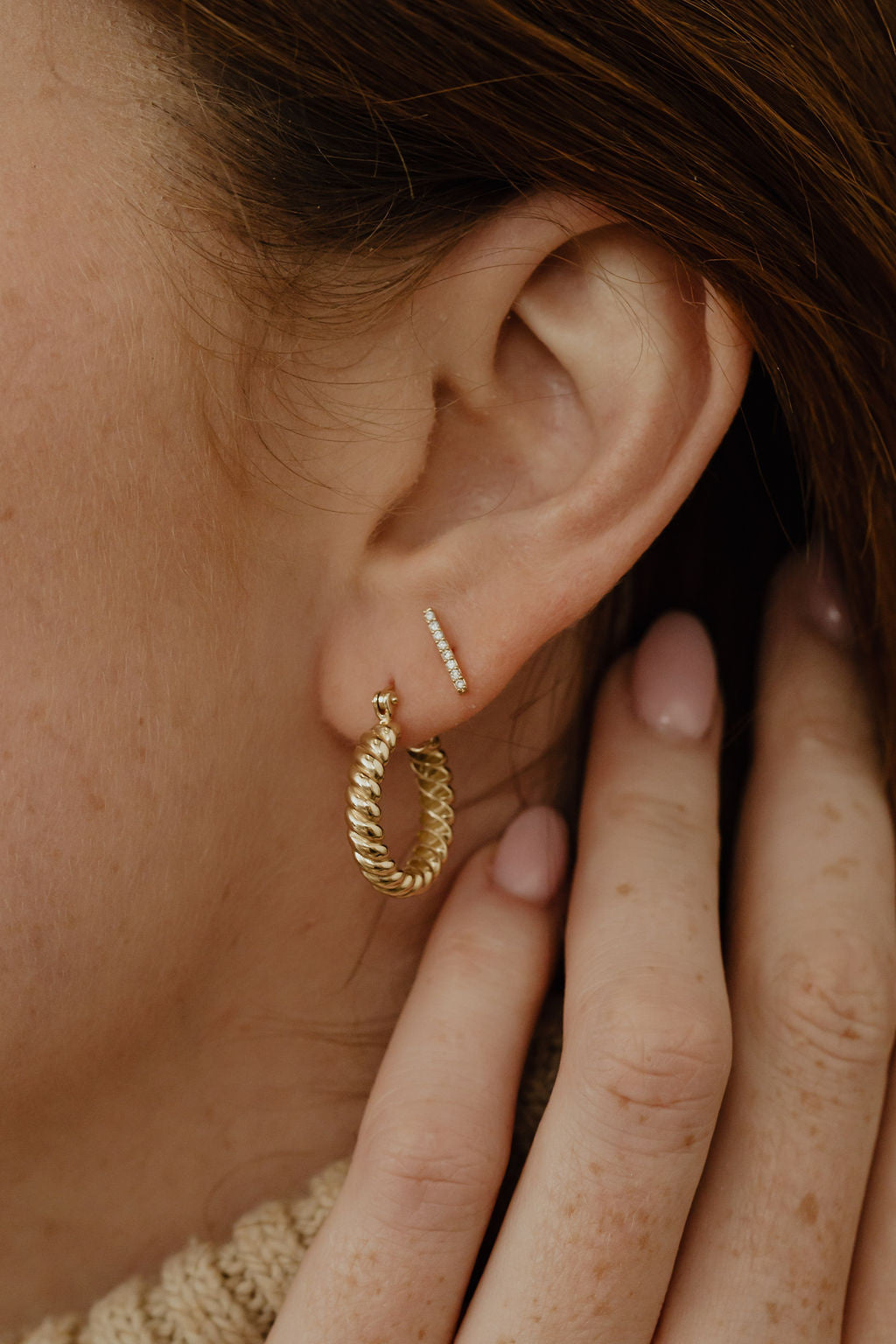 Pave Diamond Bar Earrings