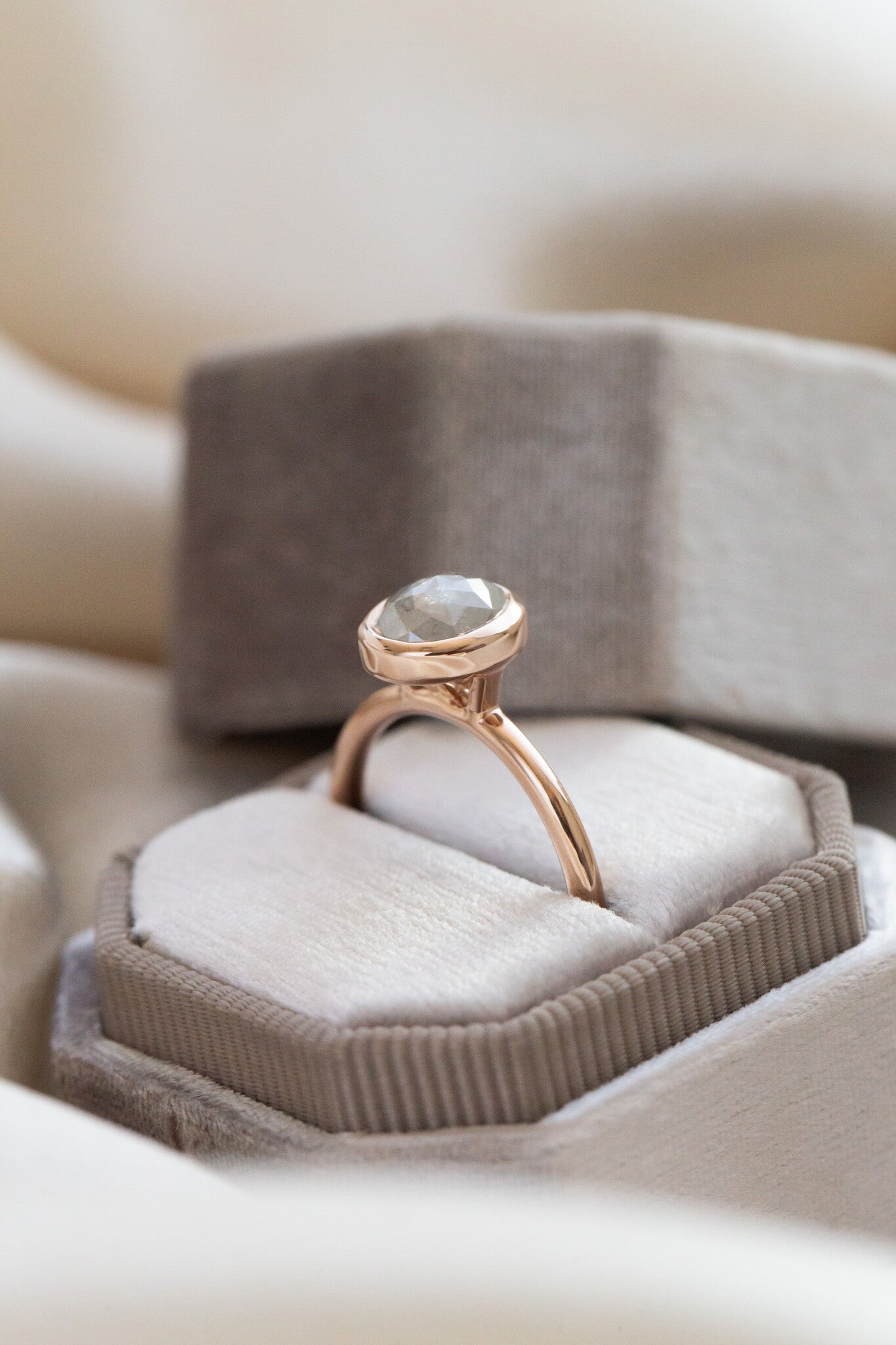 The Bailey 1.72 ct Oval Rustic Diamond Bezel Solitaire