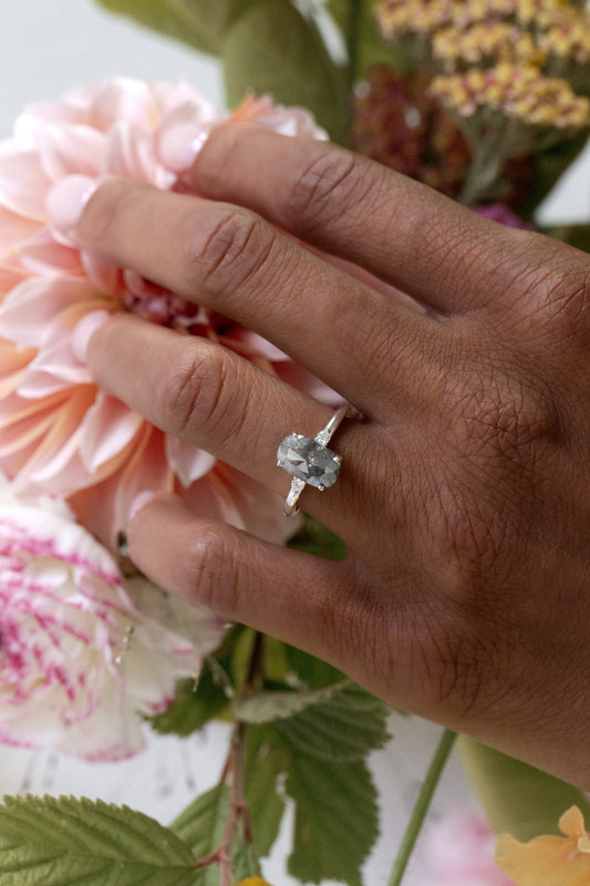 The Isla 2.91 ct Oval Galaxy Diamond with Side Stones Ring