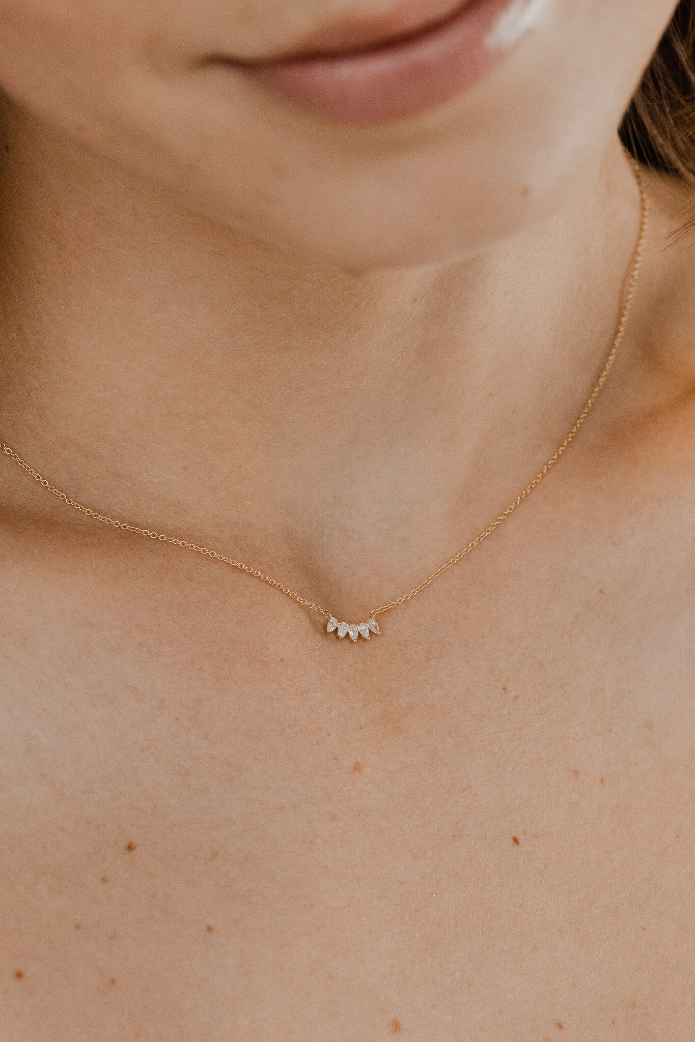 Five Pear Diamonds Necklace