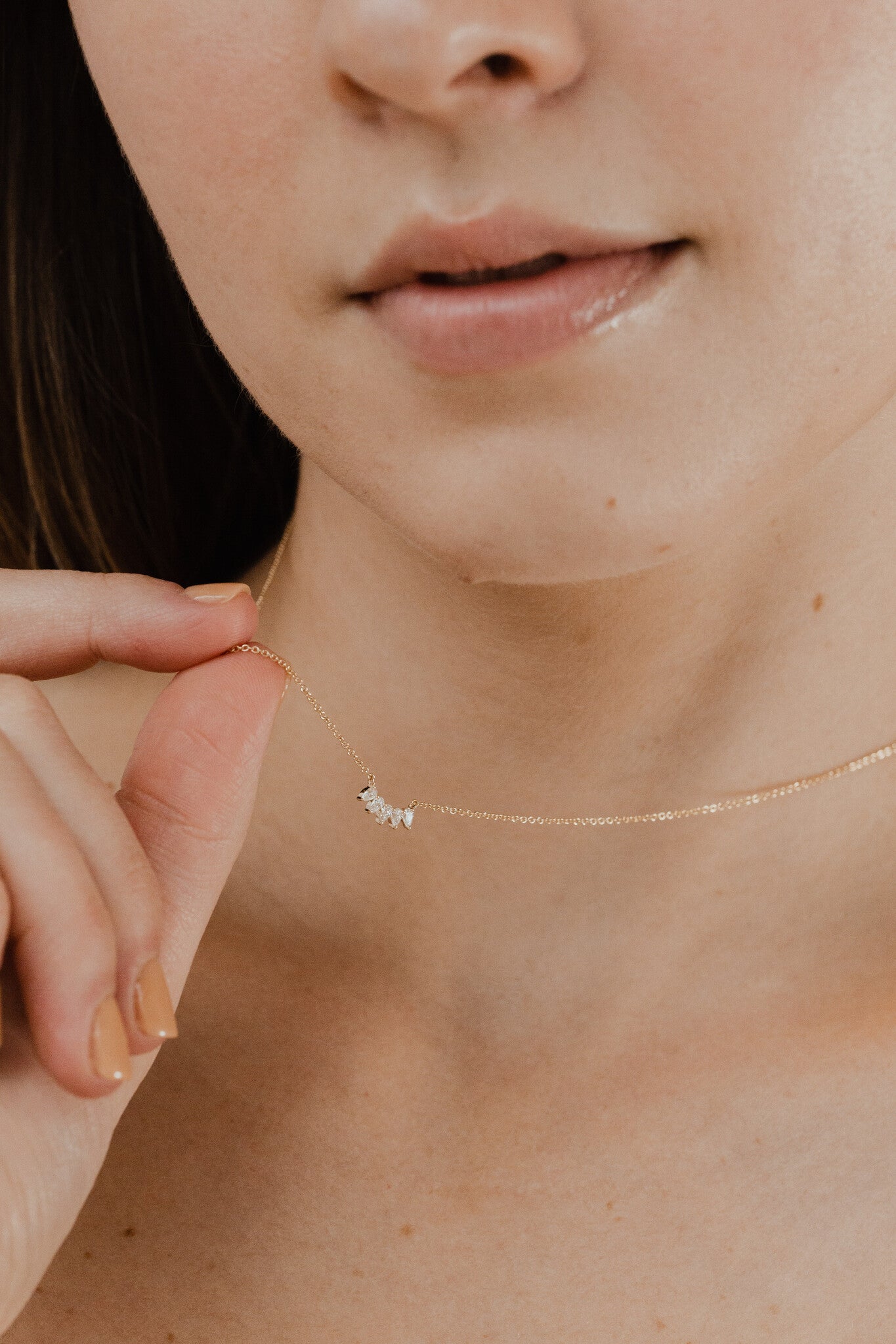 Five Pear Diamonds Necklace