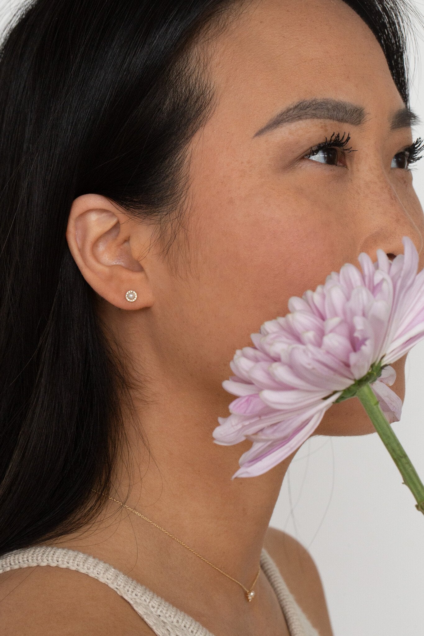 Pearl and Diamond Halo Stud Earrings