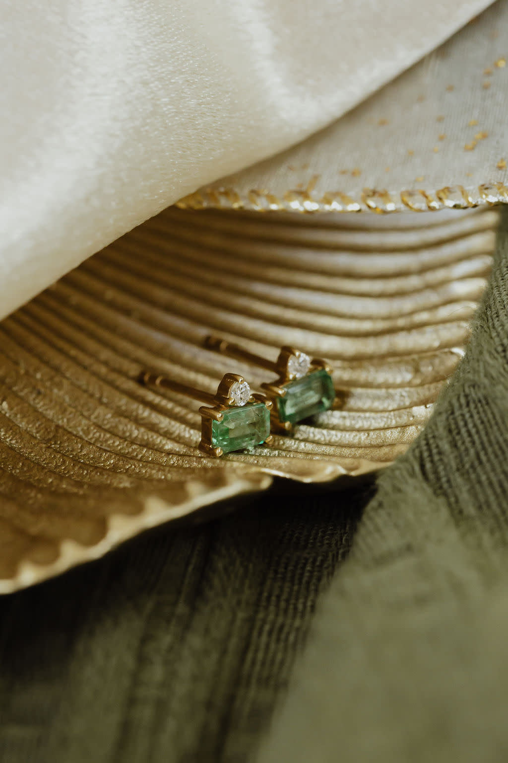 Emerald Cut Emeralds with Accent Diamond Earrings