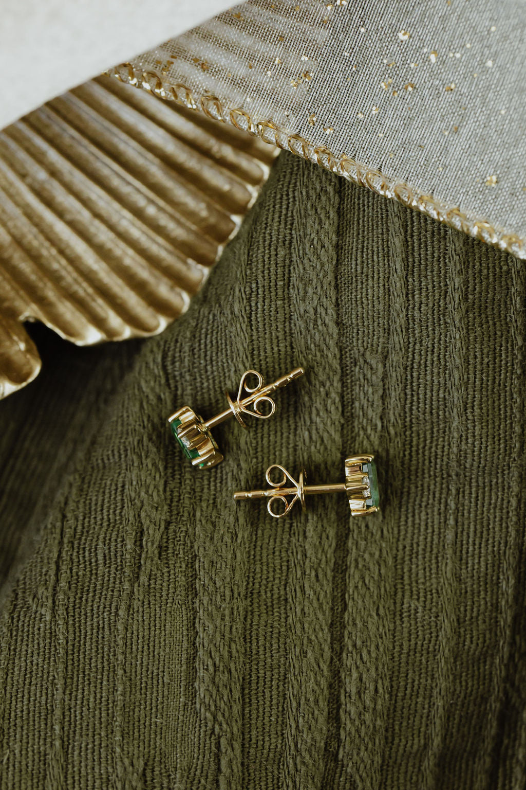 Emerald Cut Emeralds with Accent Diamond Earrings