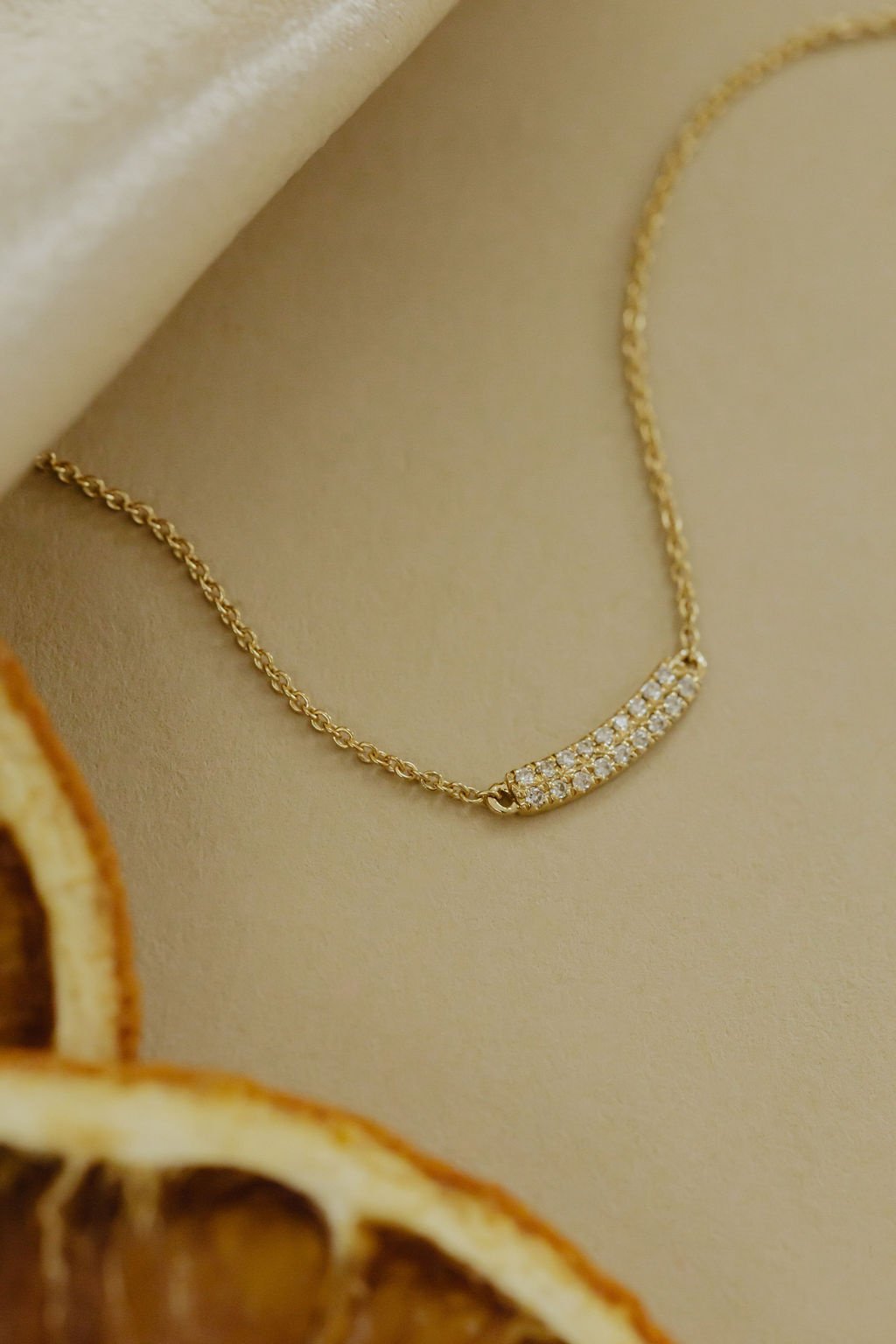 Curved Two Row Pave Diamond Necklace