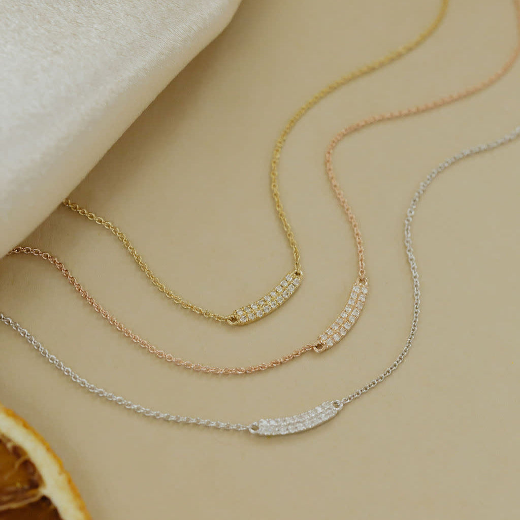 Curved Two Row Pave Diamond Necklace