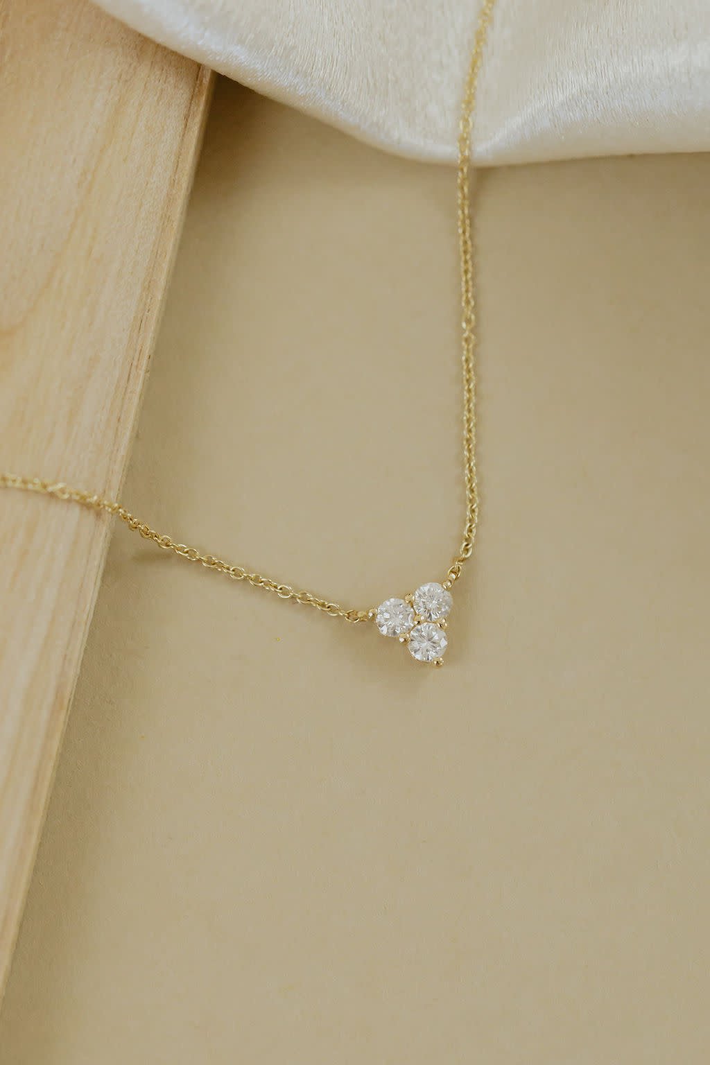 Three Diamond Triangle Shape Necklace