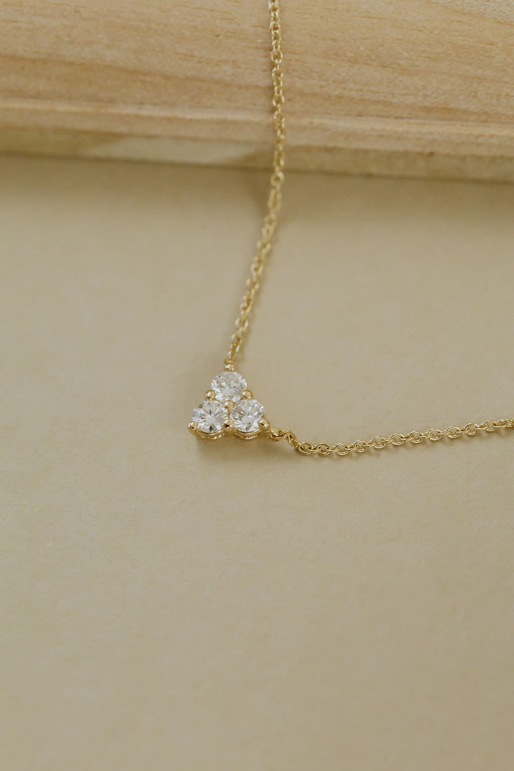 Three Diamond Triangle Shape Necklace