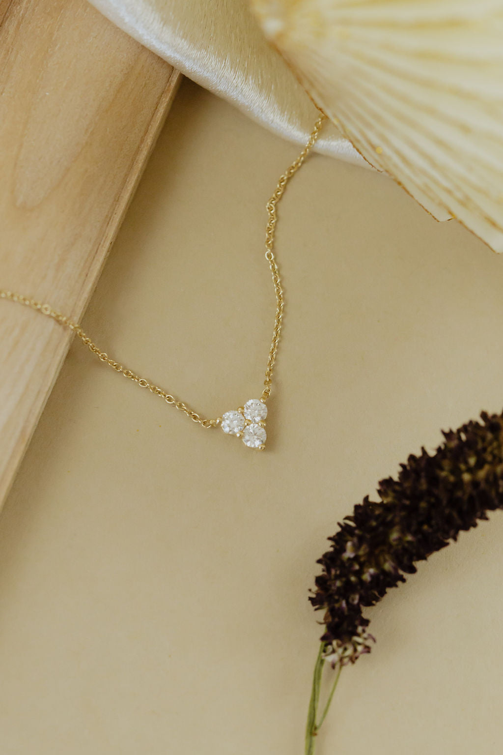 Three Diamond Triangle Shape Necklace