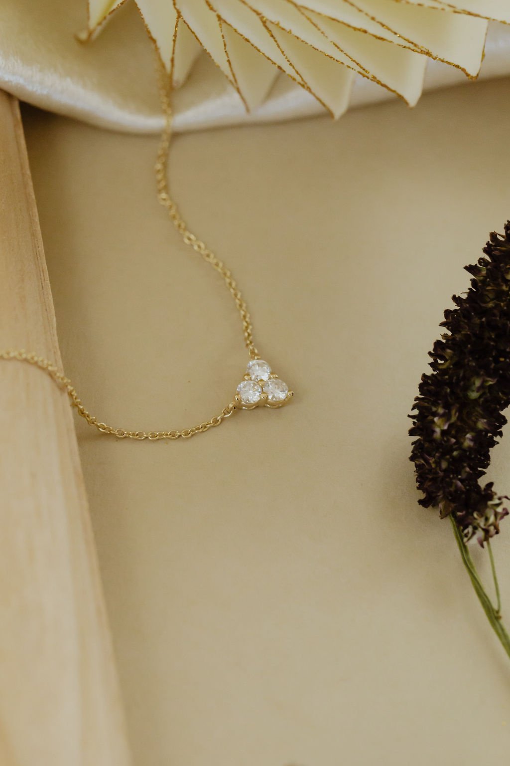 Three Diamond Triangle Shape Necklace