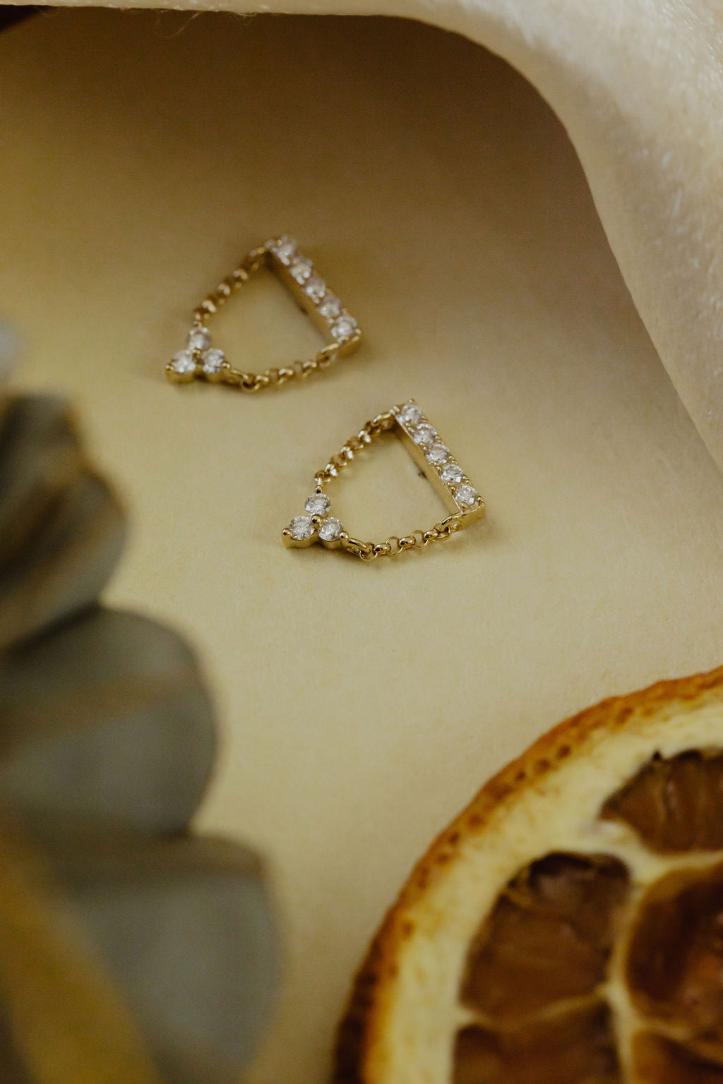 Pave Bar with Chain and Three Diamond Dangle Earrings