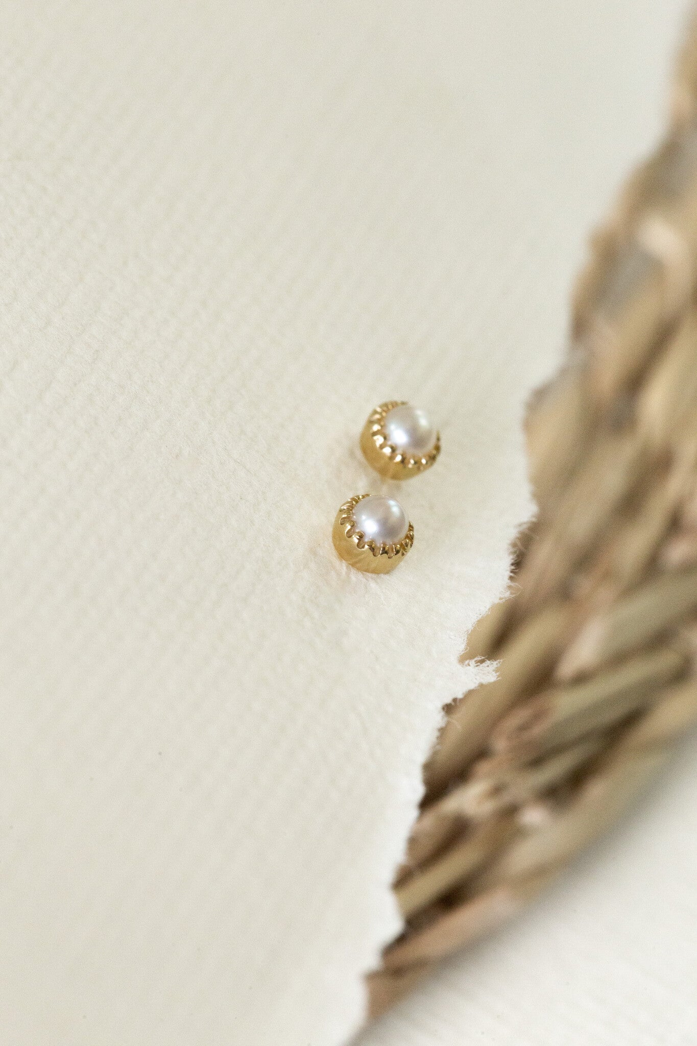 Pearl Milgrain Bezel Stud Earrings