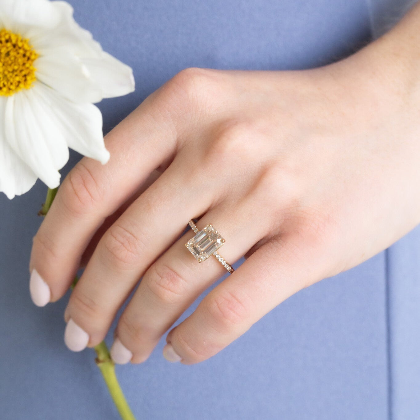 The Jenna 3.08 ct Emerald Cut Champagne Diamond Ring