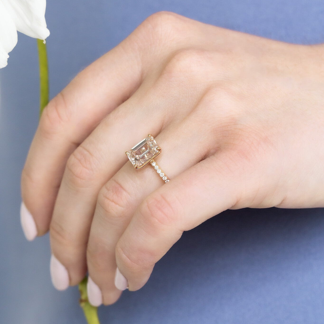 The Jenna 3.08 ct Emerald Cut Champagne Diamond Ring