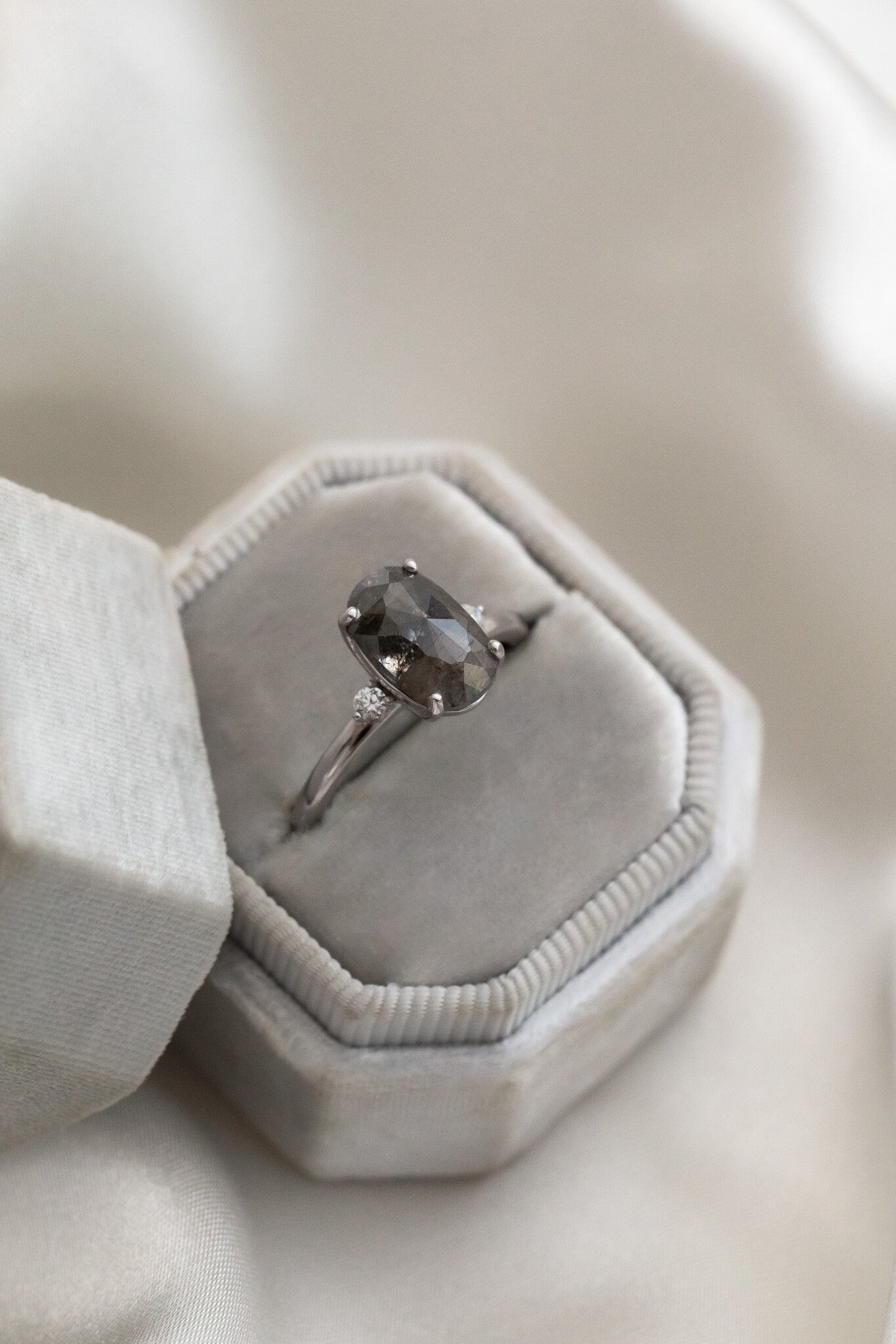 The Isla 2.91 ct Oval Galaxy Diamond with Side Stones Ring