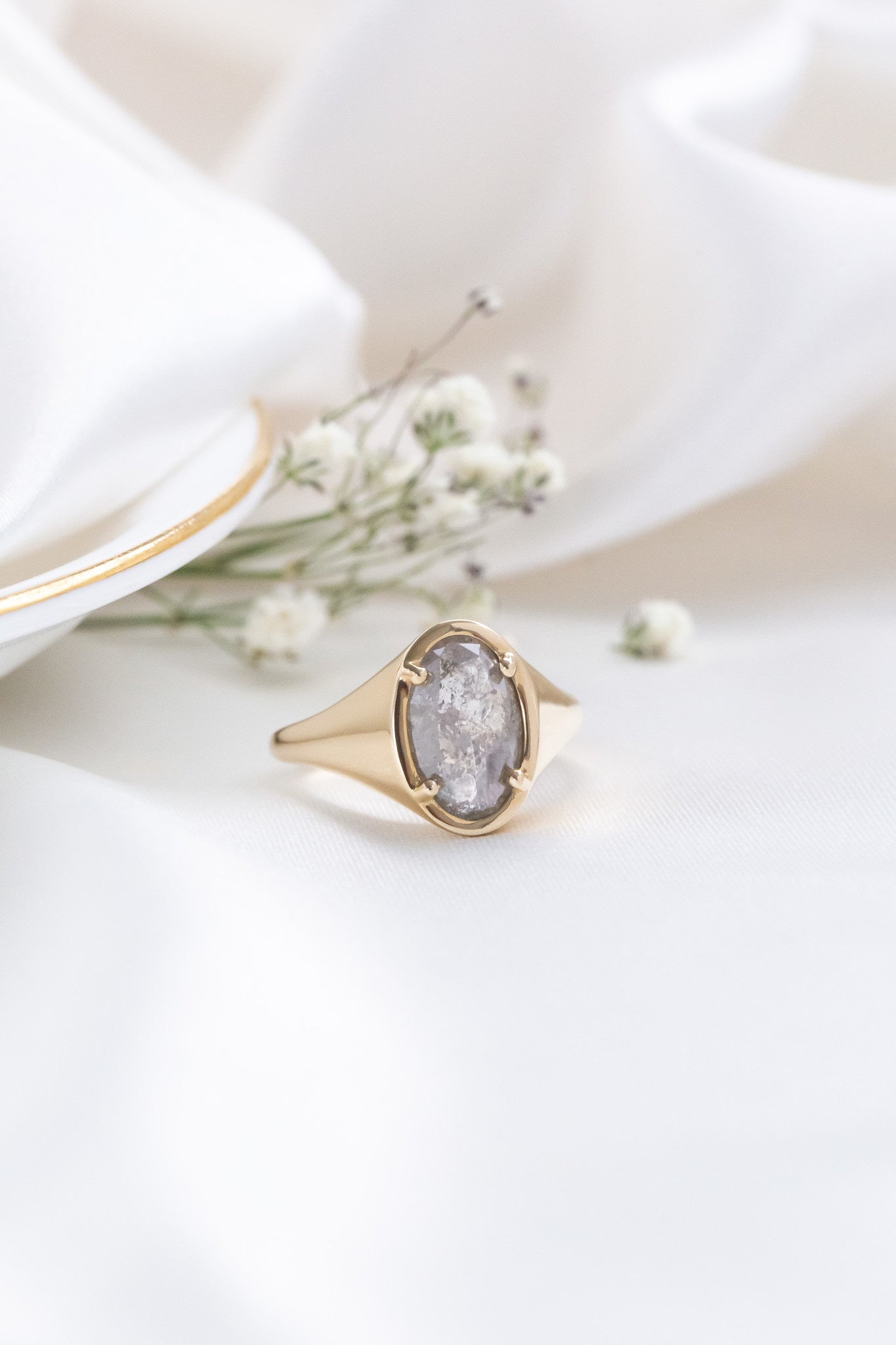 The Lennox 2.18 ct Oval Galaxy Diamond Signet Style Ring