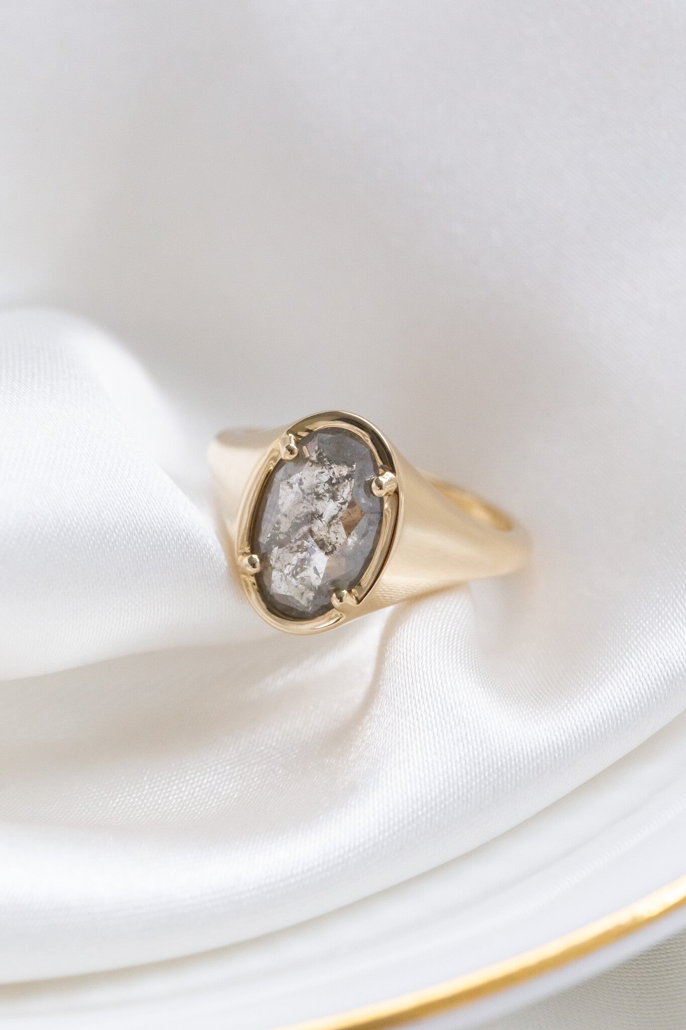 The Lennox 2.18 ct Oval Galaxy Diamond Signet Style Ring