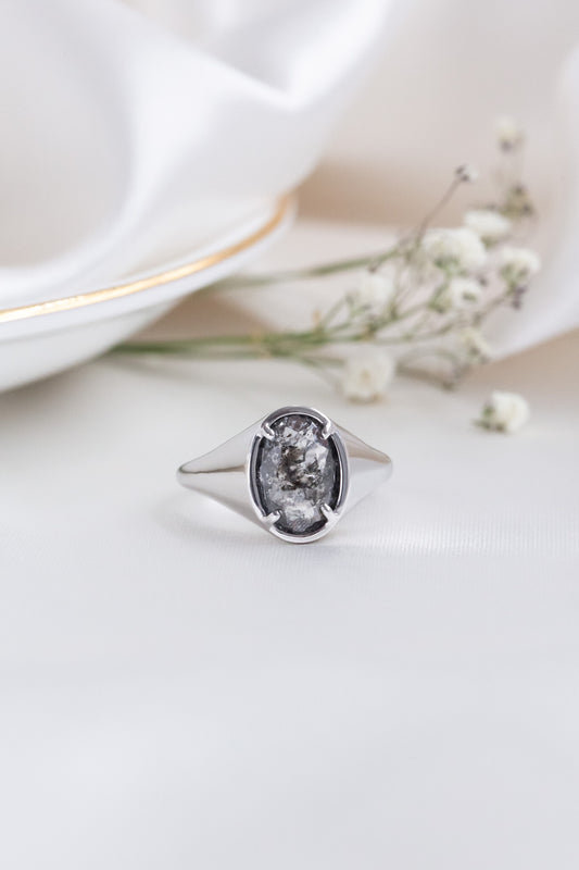 The Lennox 2.97 ct Oval Galaxy Diamond Signet Style Ring