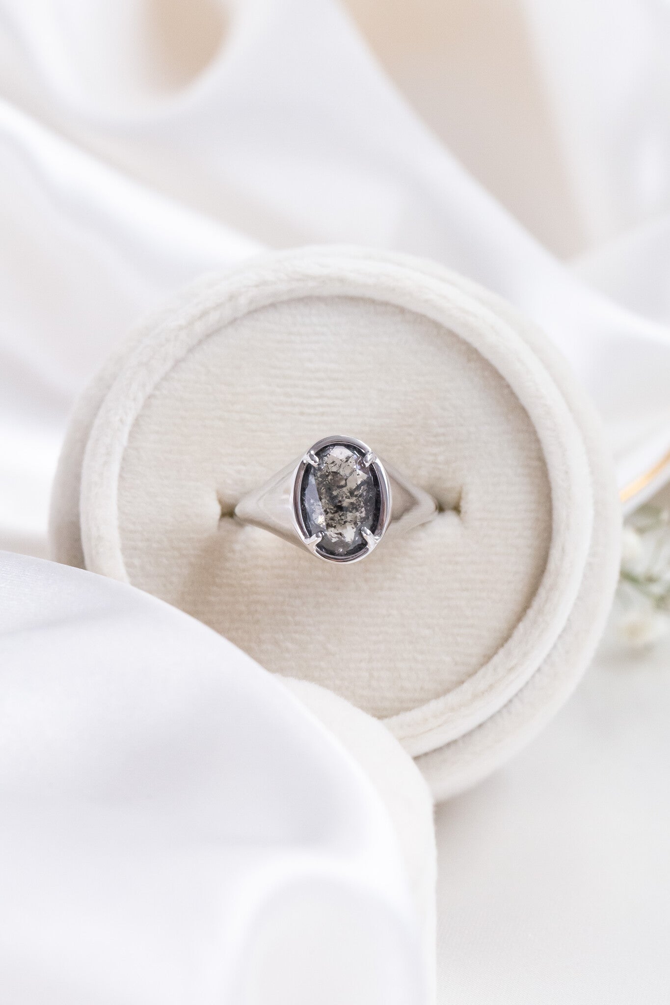 The Lennox 2.97 ct Oval Galaxy Diamond Signet Style Ring