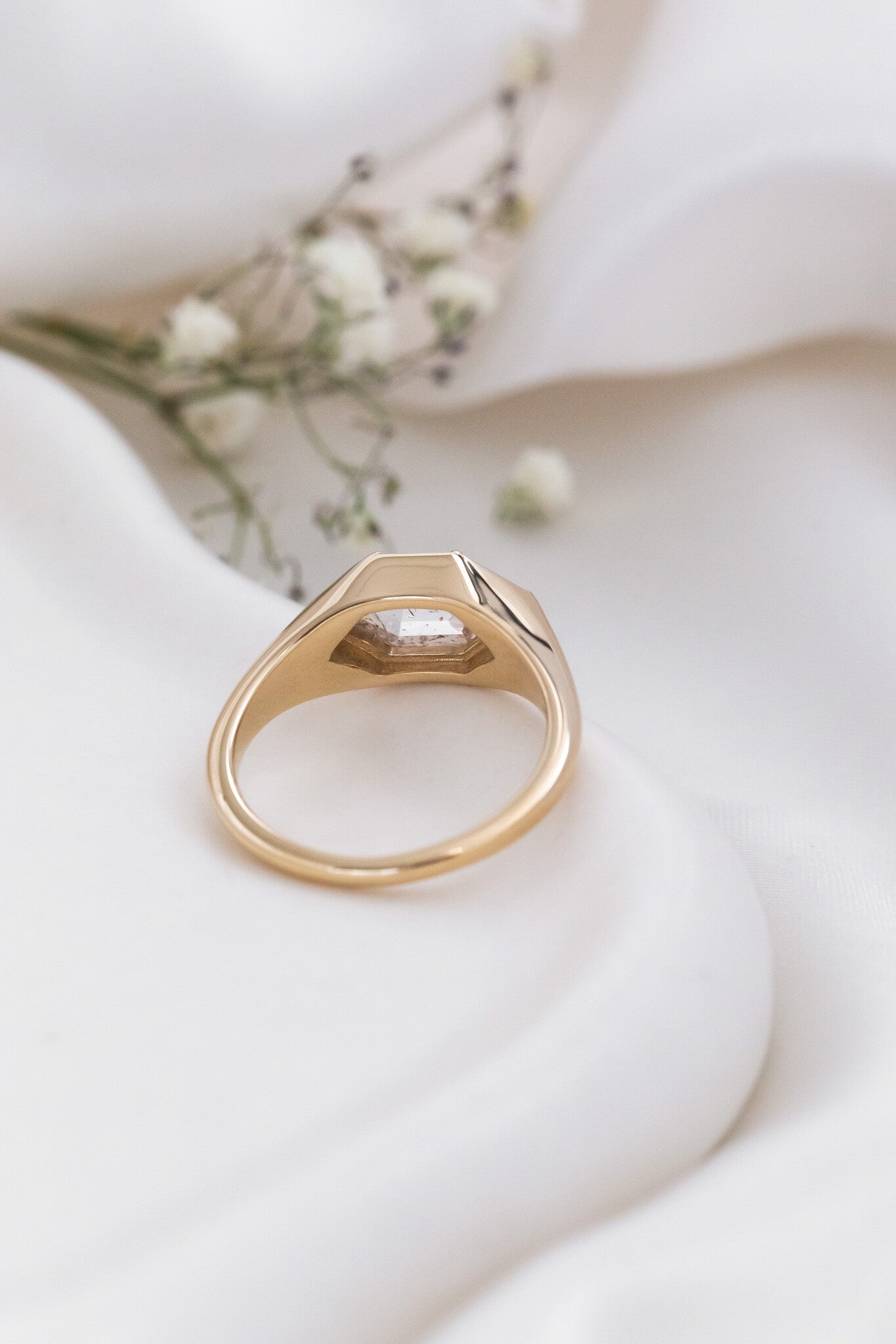 The Lennox 2.03 ct Long Hexagon Rustic Diamond Signet Ring