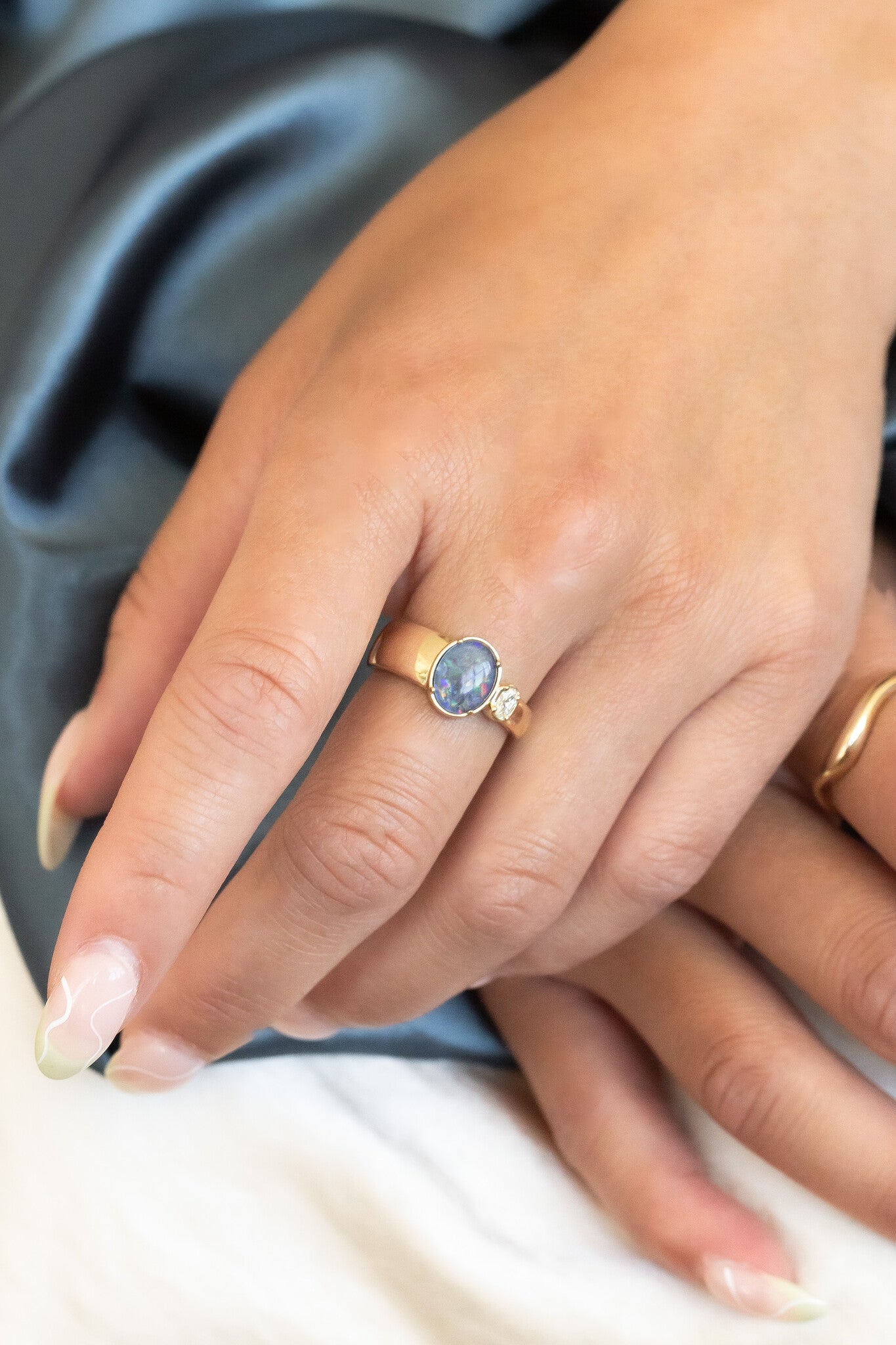 Australian Opal Triplet with Diamond Ring