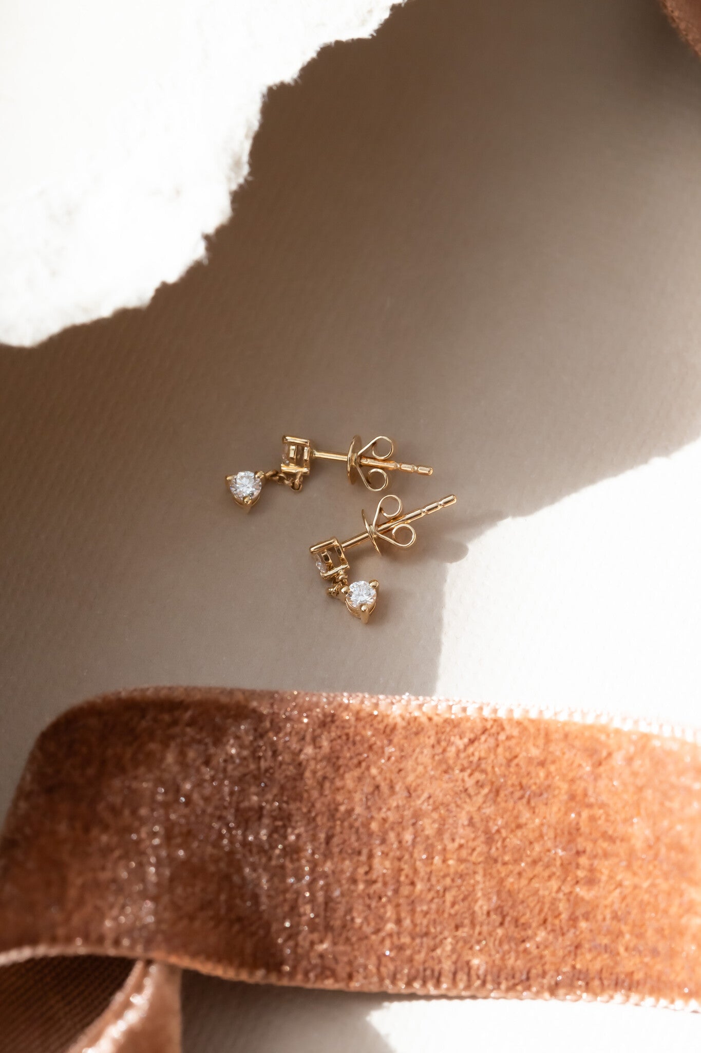 Diamond Stud with Diamond Dangle Earrings
