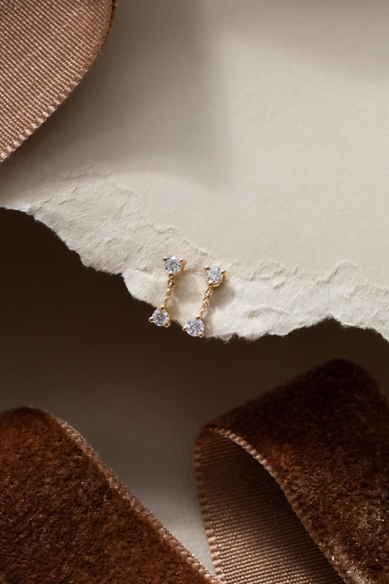 Diamond Stud with Diamond Dangle Earrings