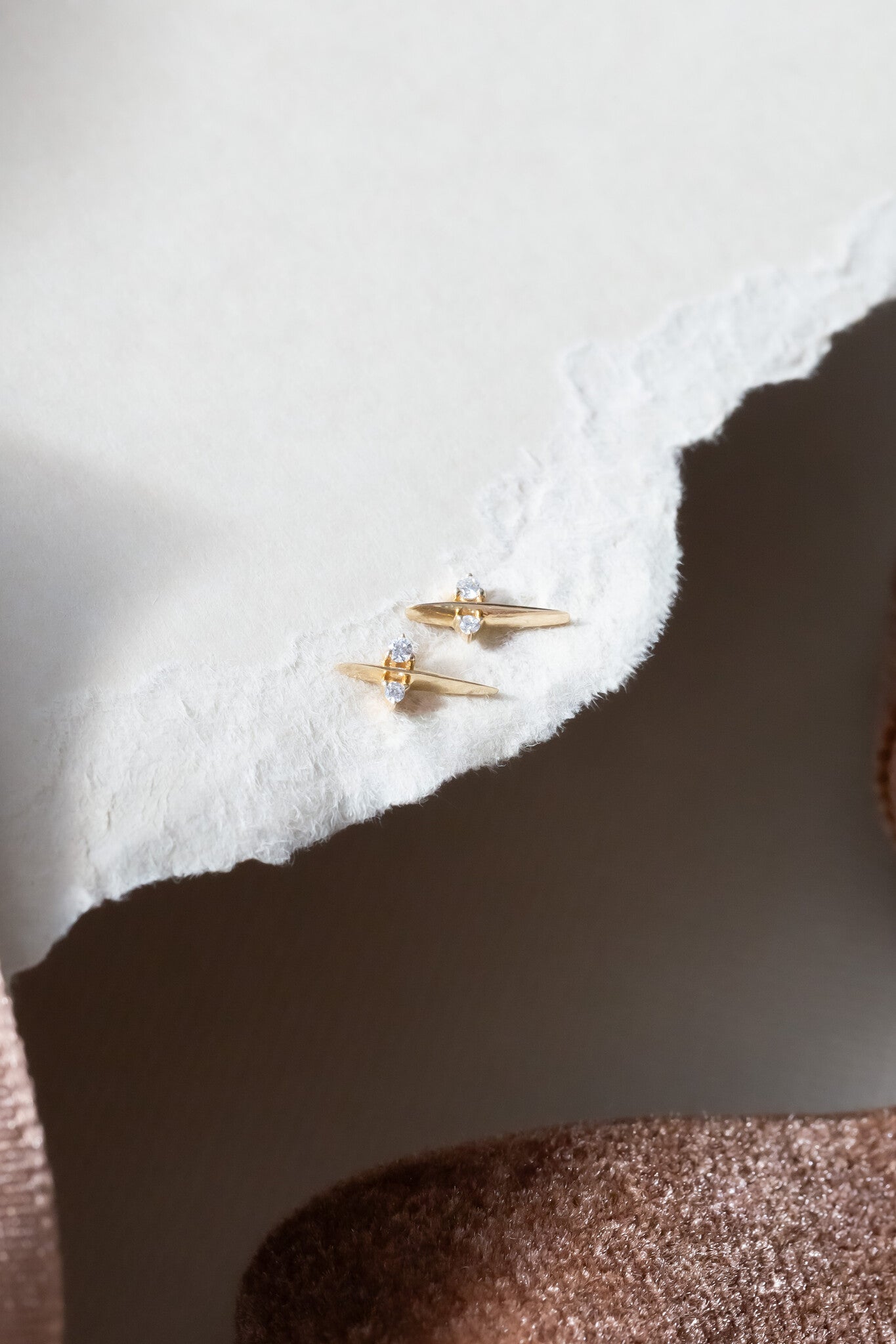 Two Diamonds with Bar Stud Earrings