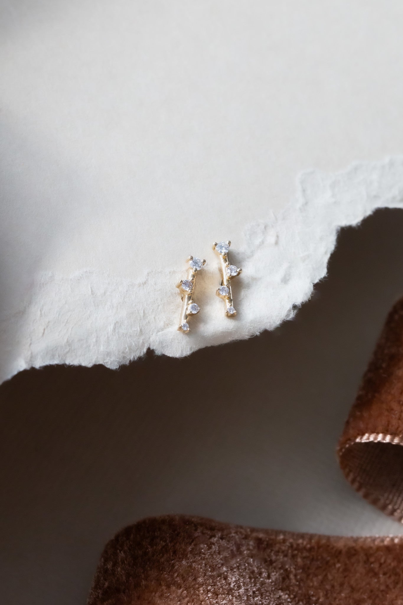 Four Offset Diamonds on Bar Earrings