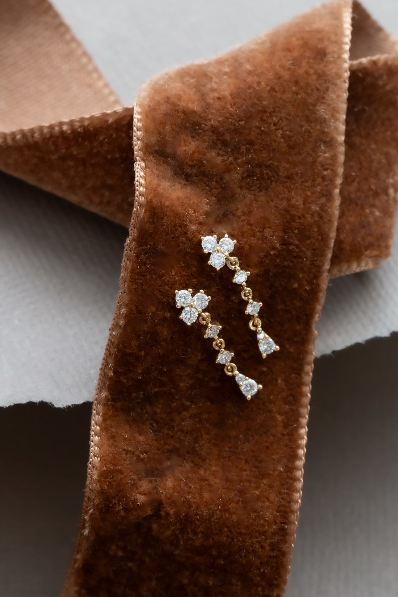 Diamond Cluster with Dangle Diamonds Earrings