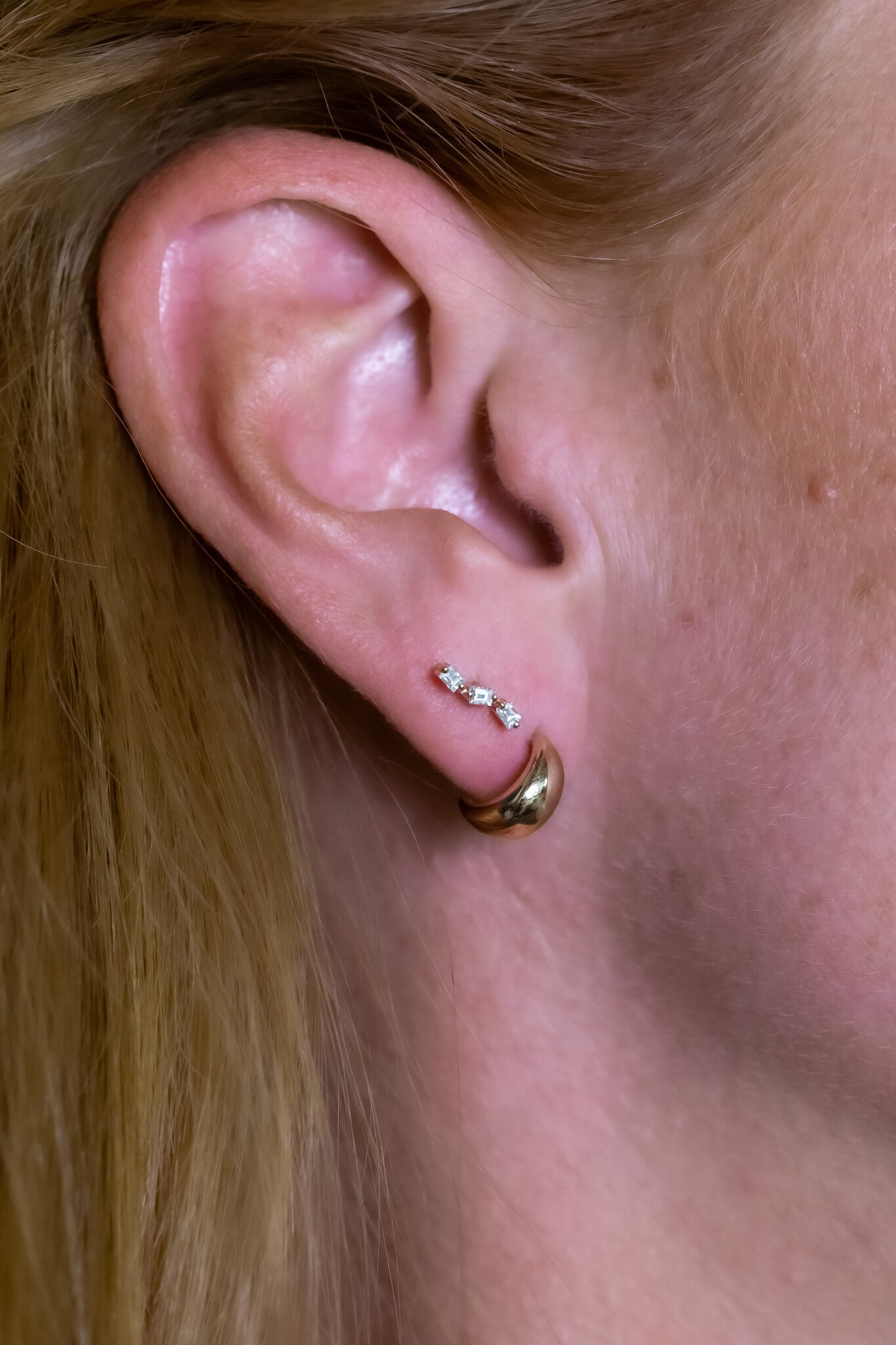 Zig Zag Baguette Stud Earrings