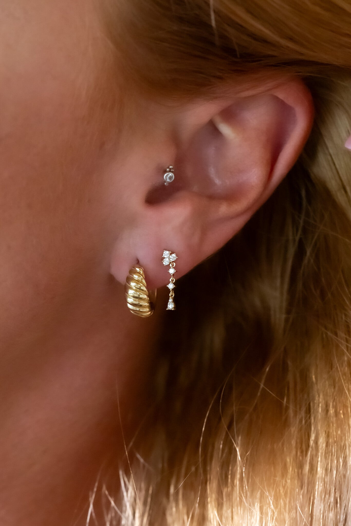 Diamond Cluster with Dangle Diamonds Earrings