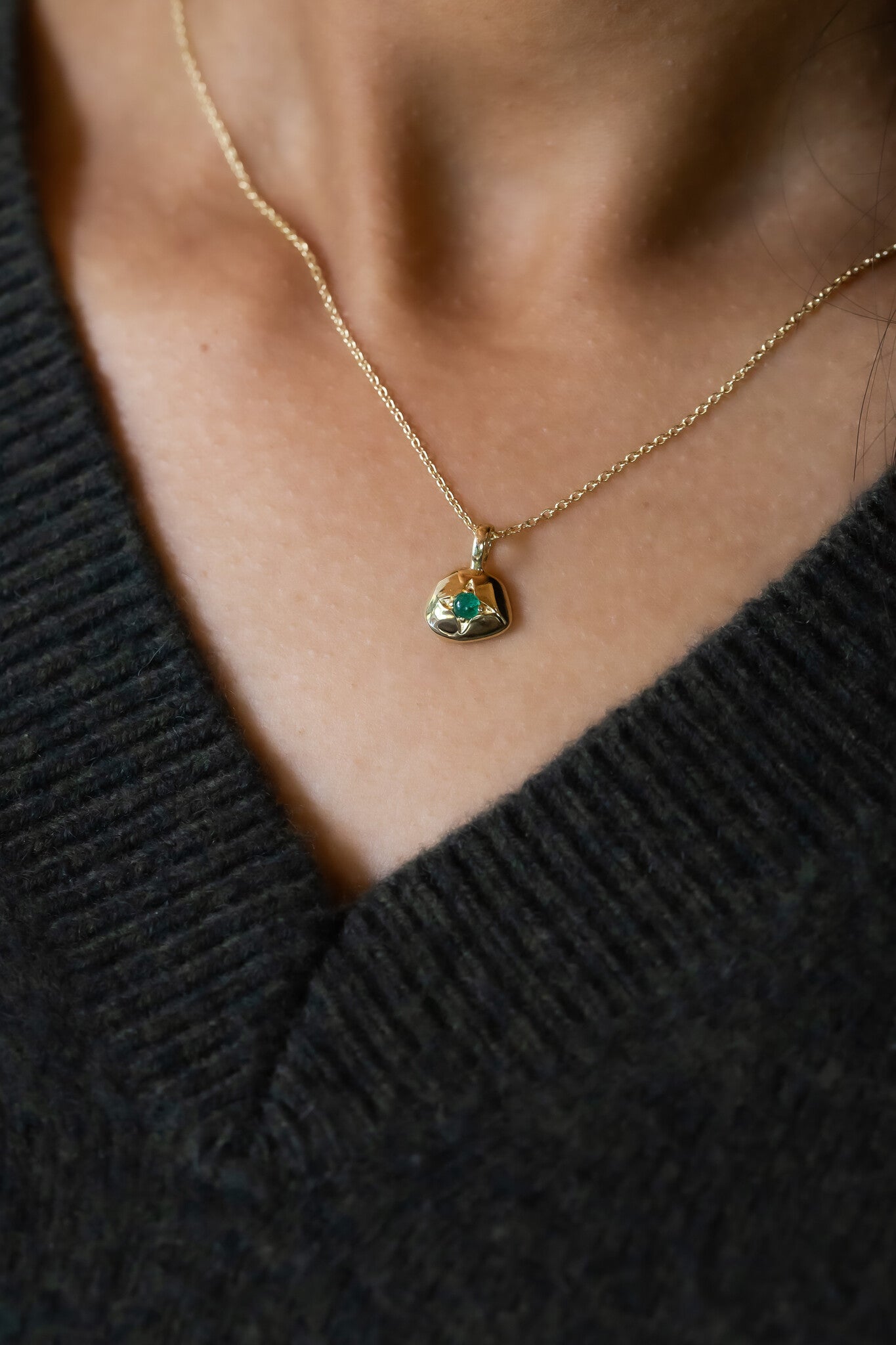 Aventurine with Organic Gold Halo Necklace