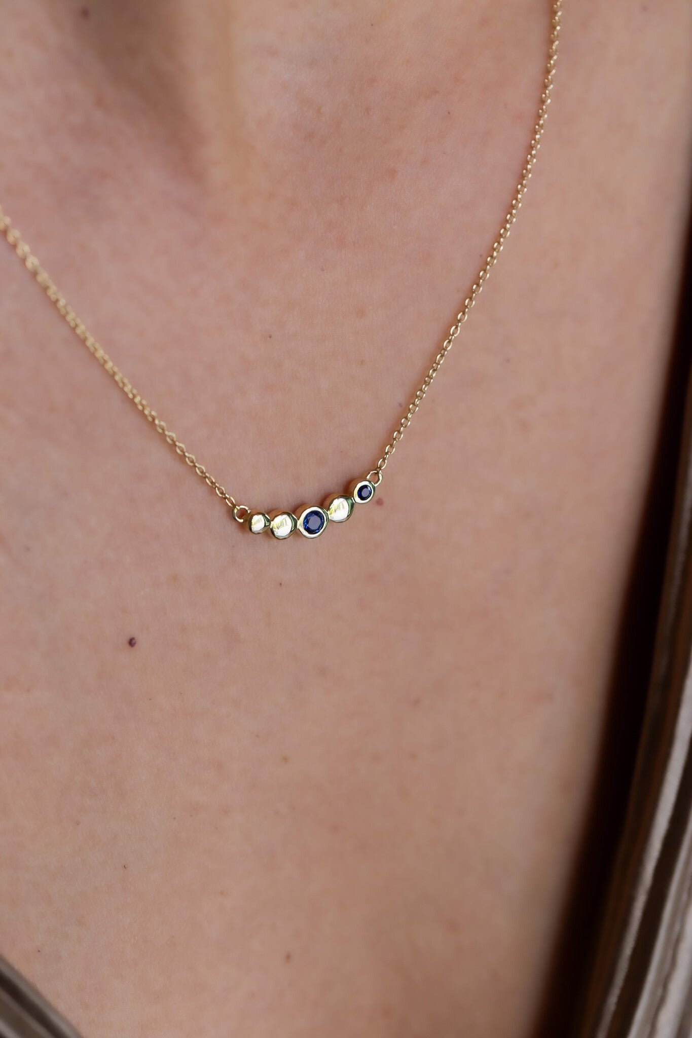 Curved Bar with Two Sapphire Necklace